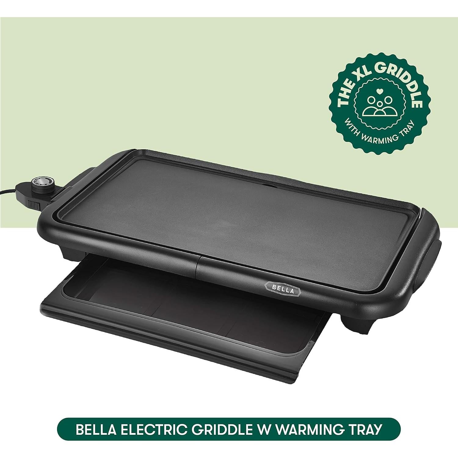 Plancha Eléctrica BELLA 1500W con Bandeja Calentadora 25.4x45.7cm