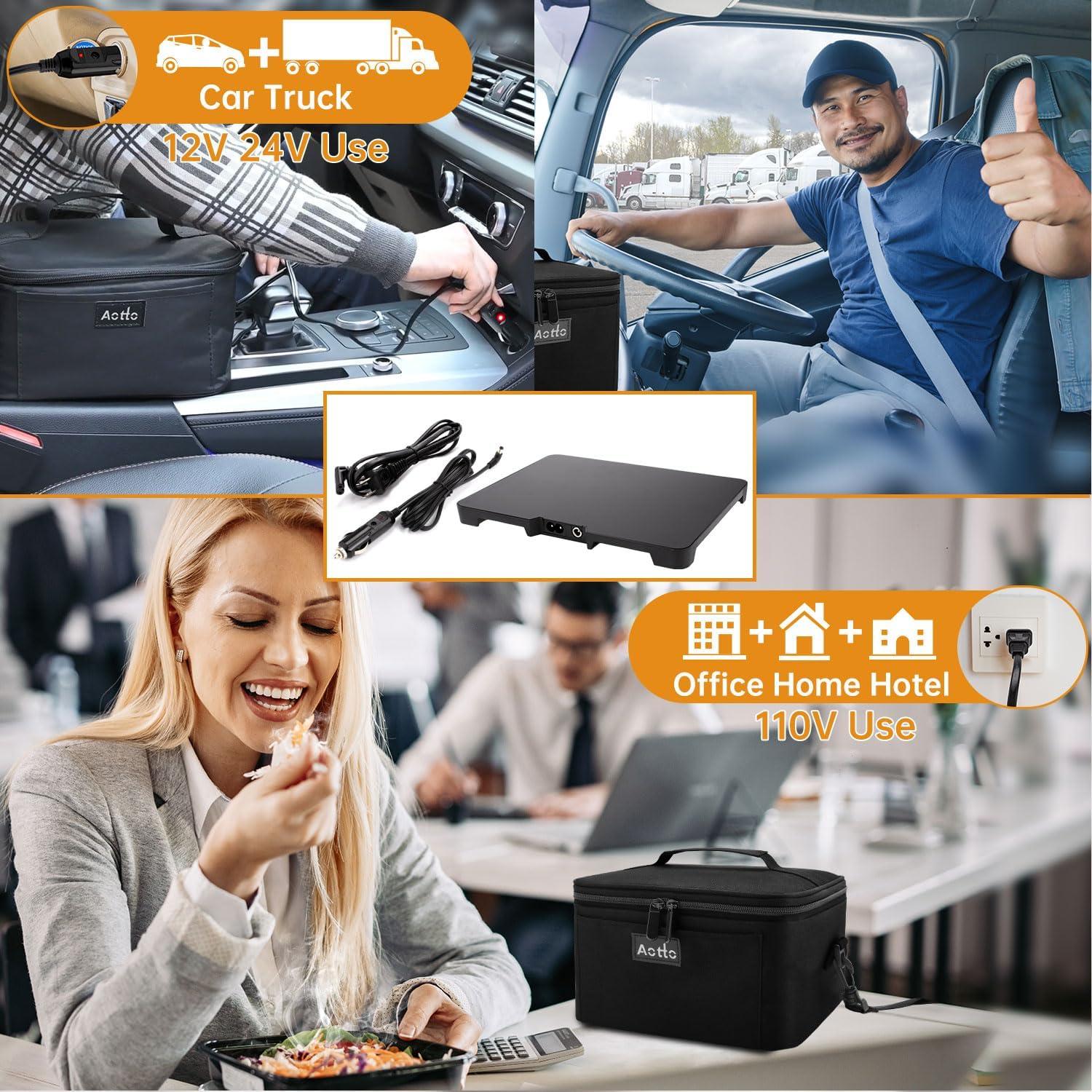Horno Portátil Aotto 3-en-1 Calentador de Comida 110V Negro