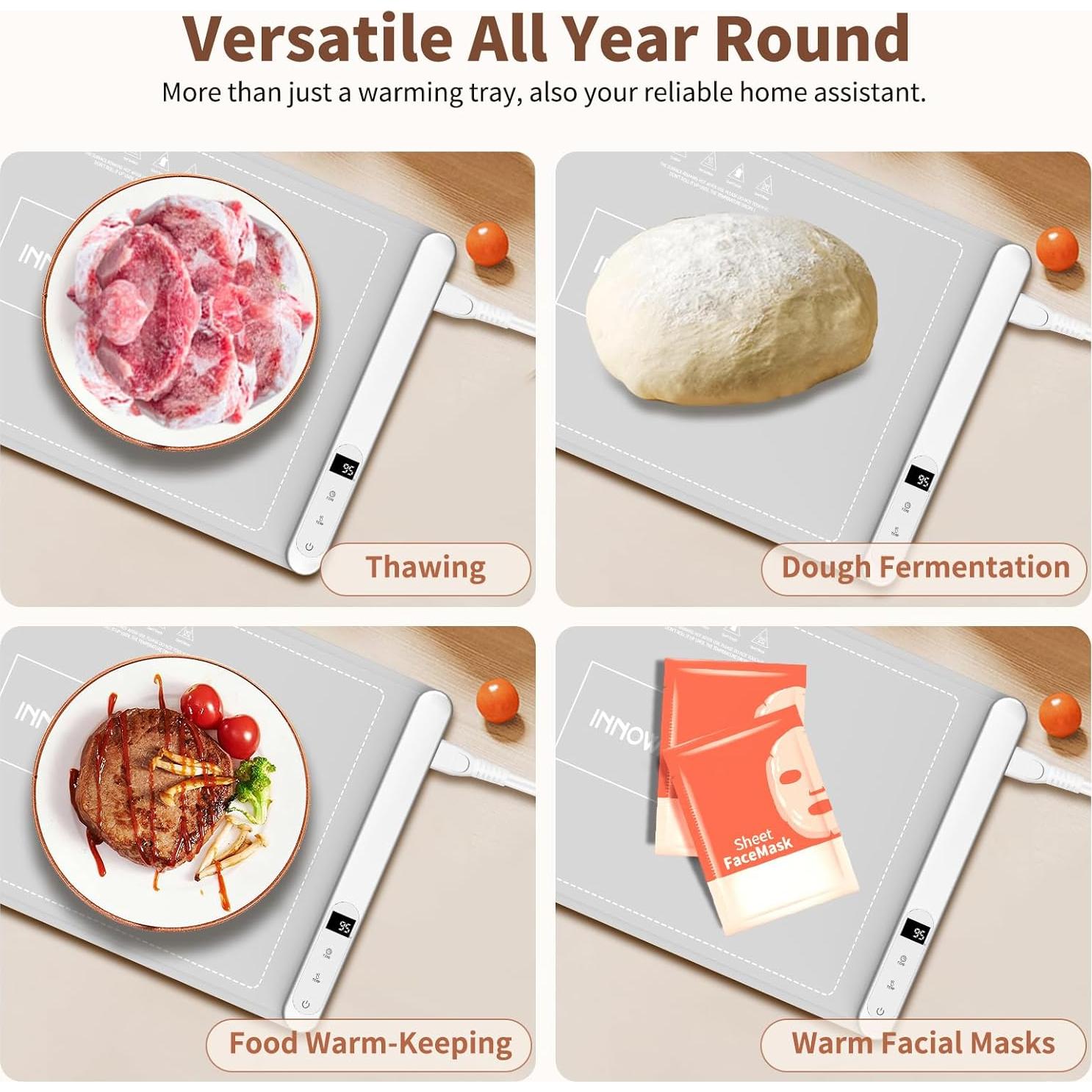 Alfombrilla Calentadora de Comida INNOWARMER 500W Ajustable Gris