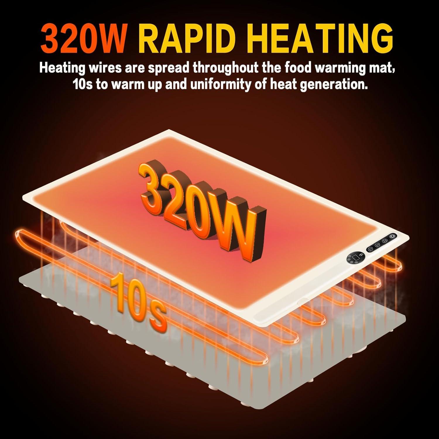 Alfombrilla Calentadora de Comida FGRSRZ 320W 61x41cm 3 Temperaturas