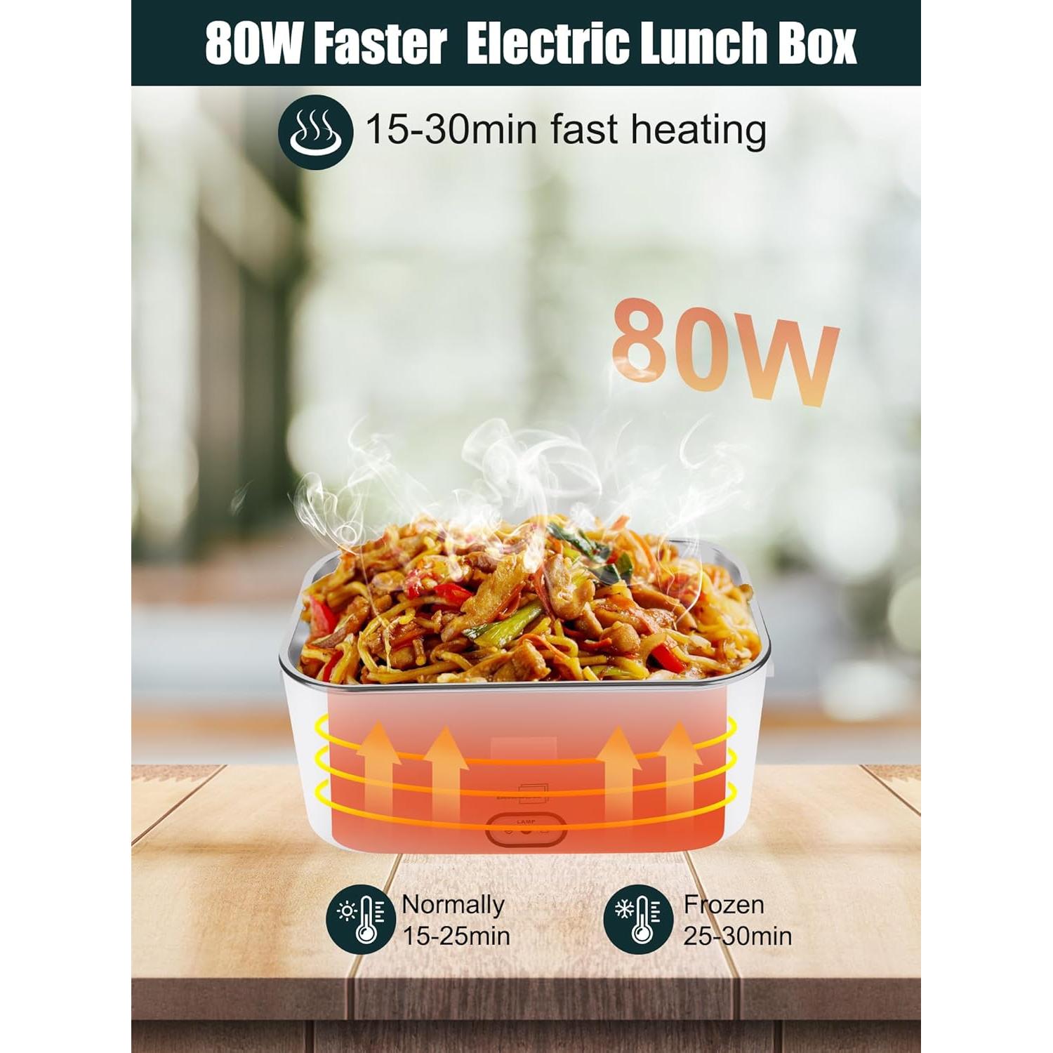 Caja de Almuerzo Eléctrica Buddew 1.8L 80W Gris Portátil