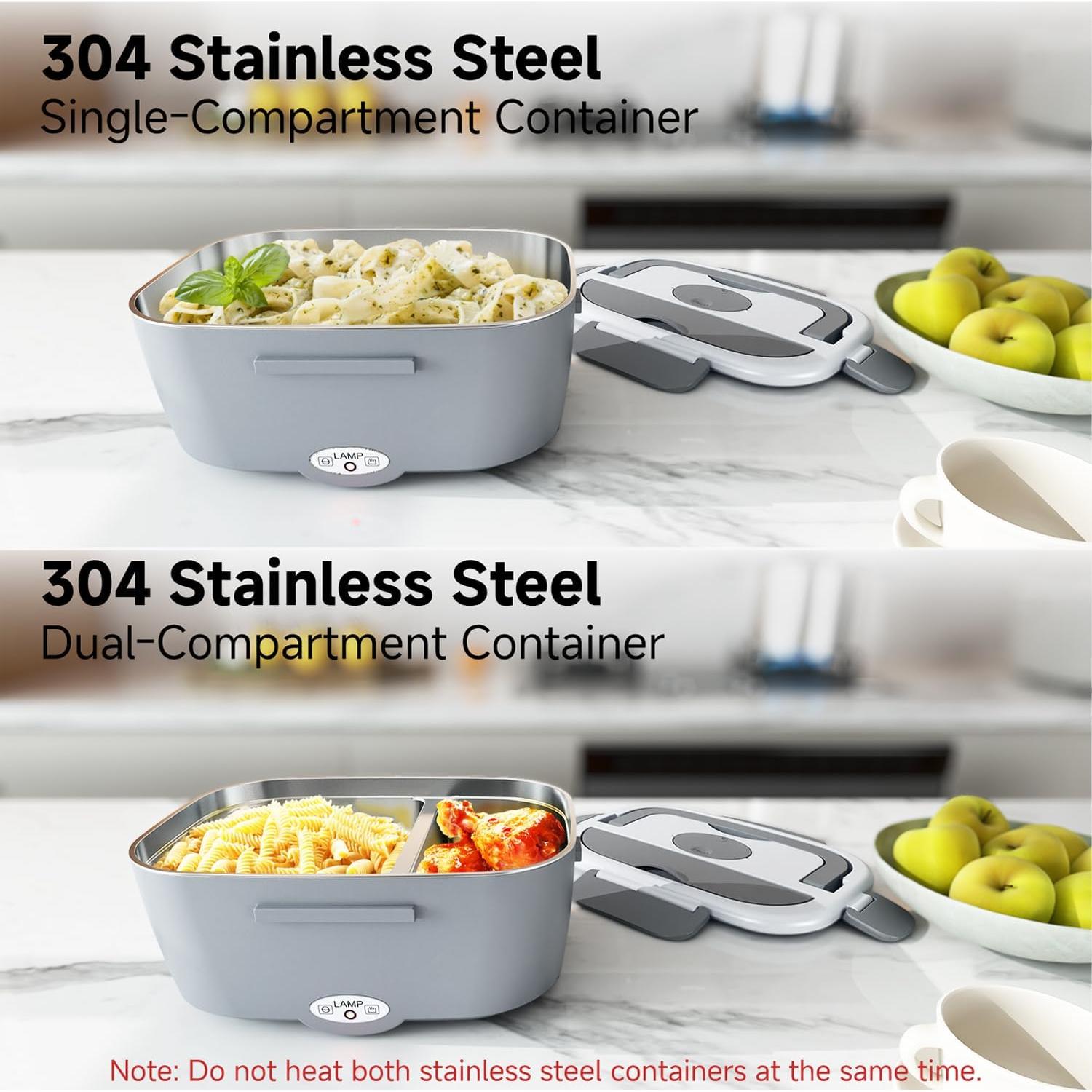 Lonchera Eléctrica Sitlais 80W 1.5L Acero Inoxidable Gris