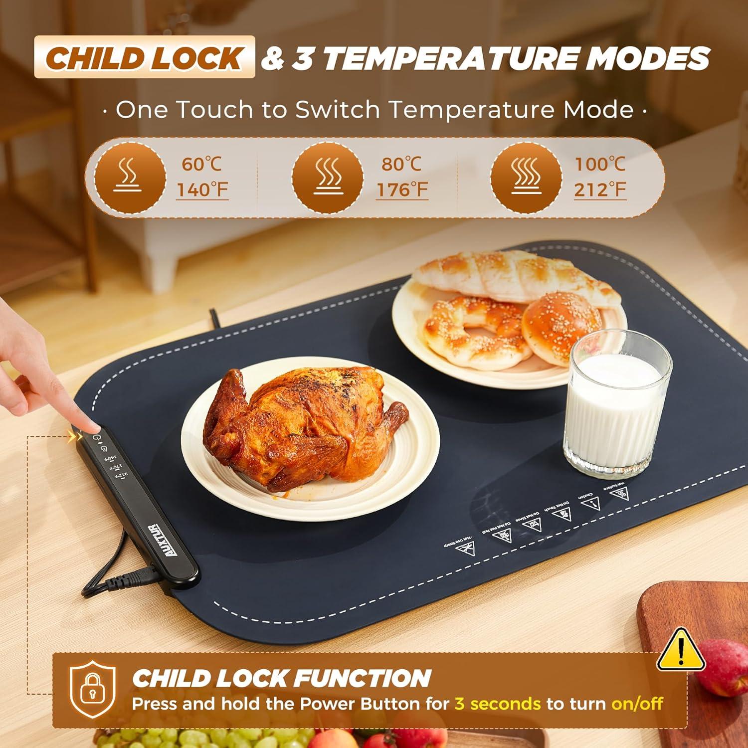 Bandeja Calentadora Eléctrica AUXTUR 61.1cm 3 Temperaturas