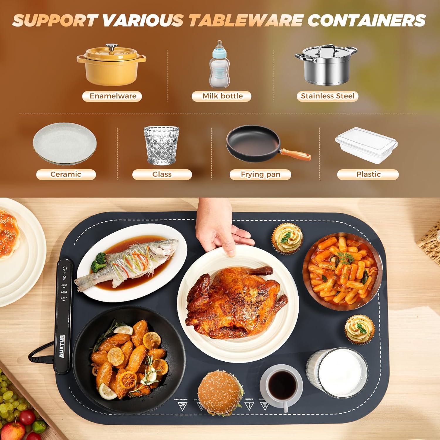 Bandeja Calentadora Eléctrica AUXTUR 61.1cm 3 Temperaturas