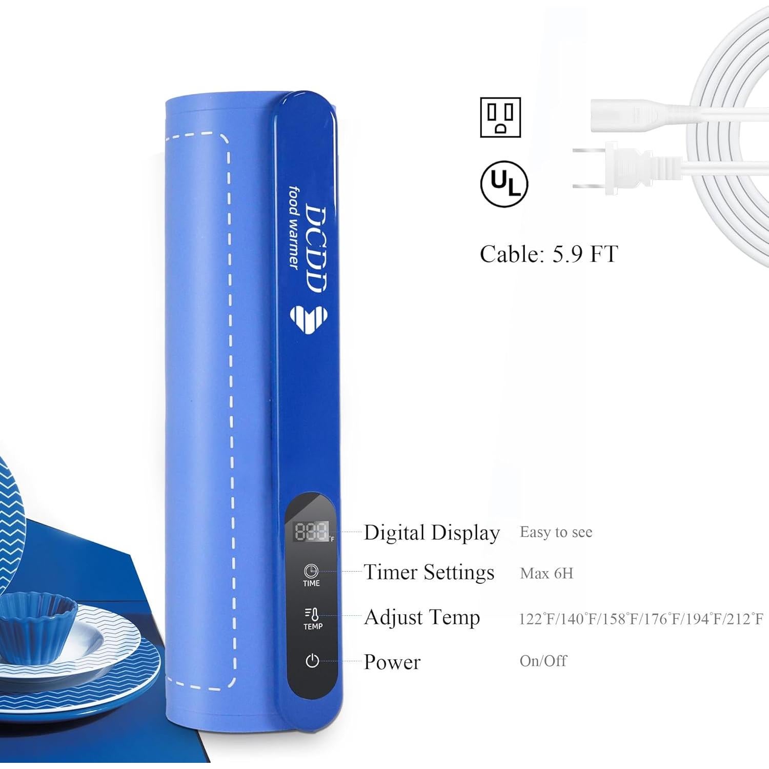 Calentador de Comida DCDD 500W con Temporizador y 6 Niveles