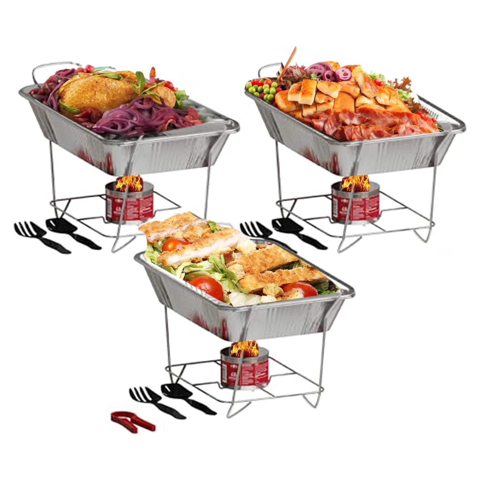 Juego de Platos Desechables Buffet Gas One - 3 Sartenes y Utensilios