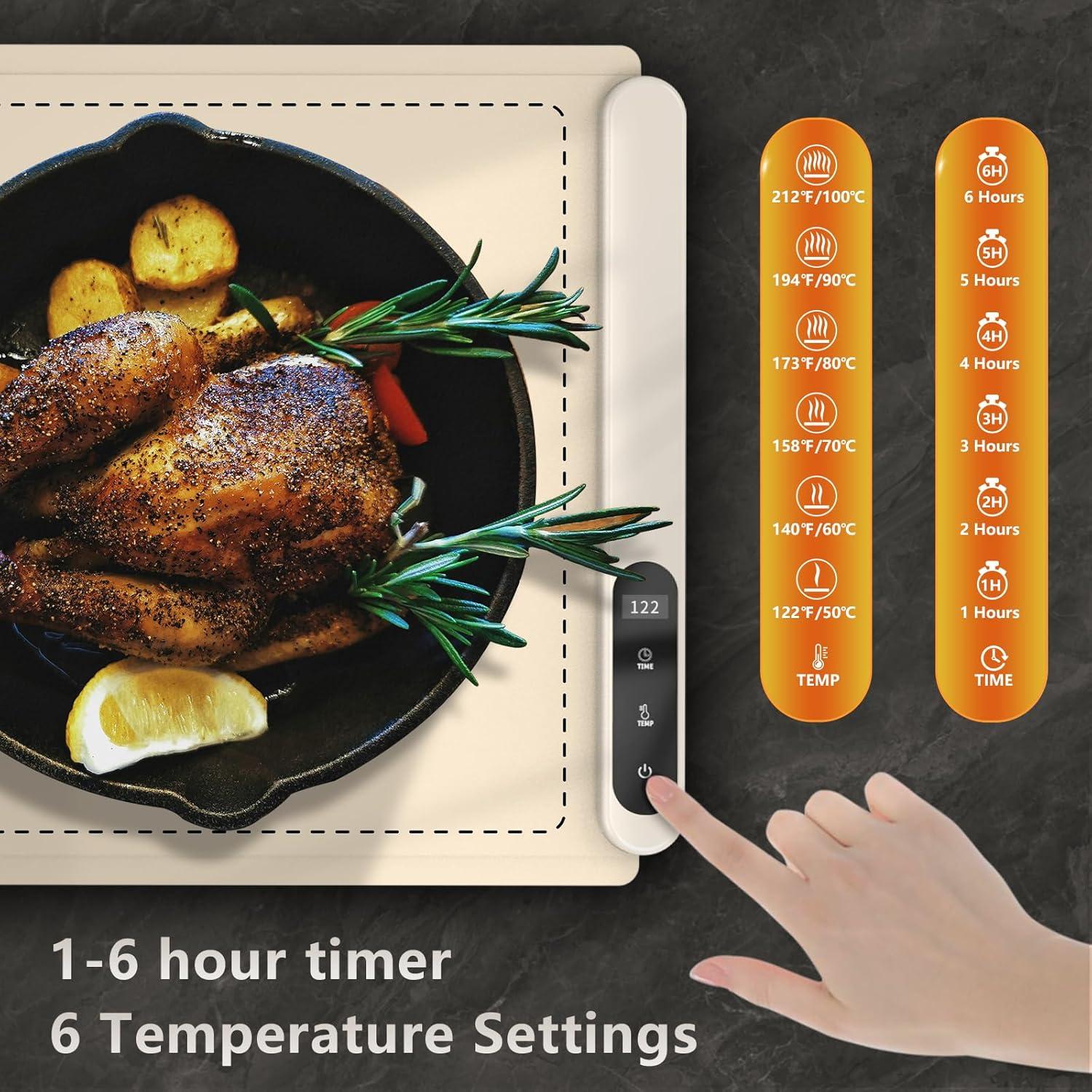 Alfombrilla Calentadora de Comida TOTHEMOON 42x14cm 6 Niveles