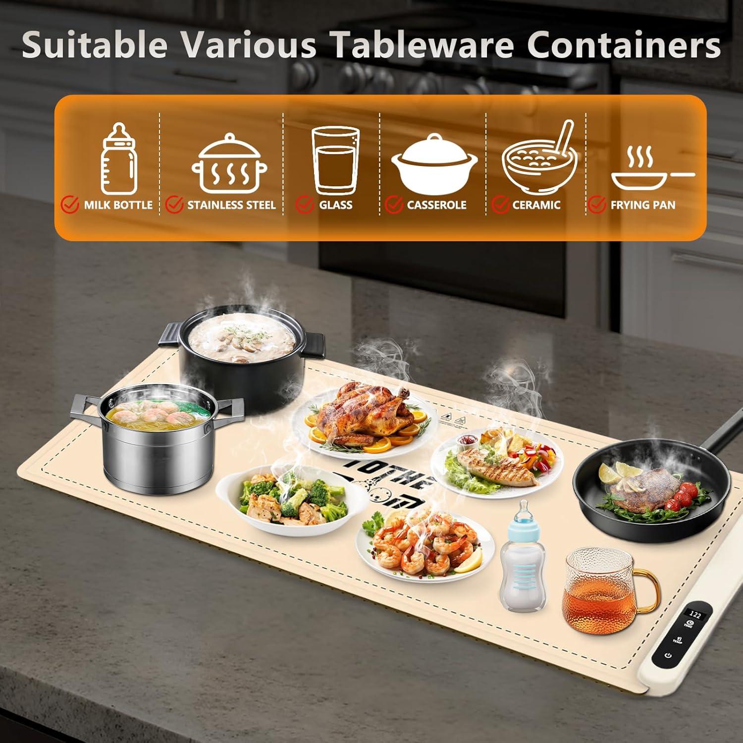 Alfombrilla Calentadora de Comida TOTHEMOON 42x14cm 6 Niveles