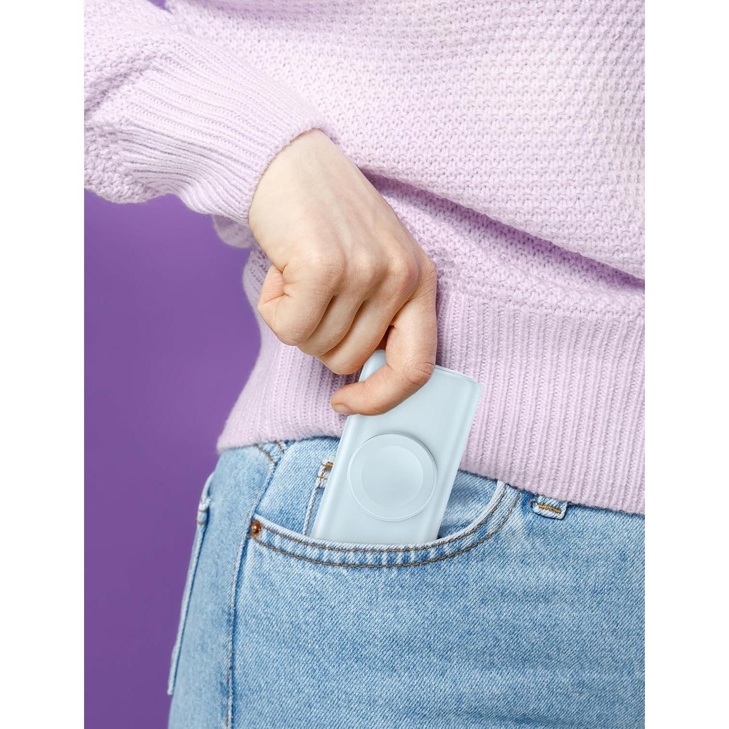 RORRY Portable Charger for iPhone 15 16, Built-in Foldable USB C Connector Power Bank, 5000mAh 15W Fast Charging Small Battery Pack for iPhone 16/15 Plus/Pro/Pro Max, for Apple Watch, Blue