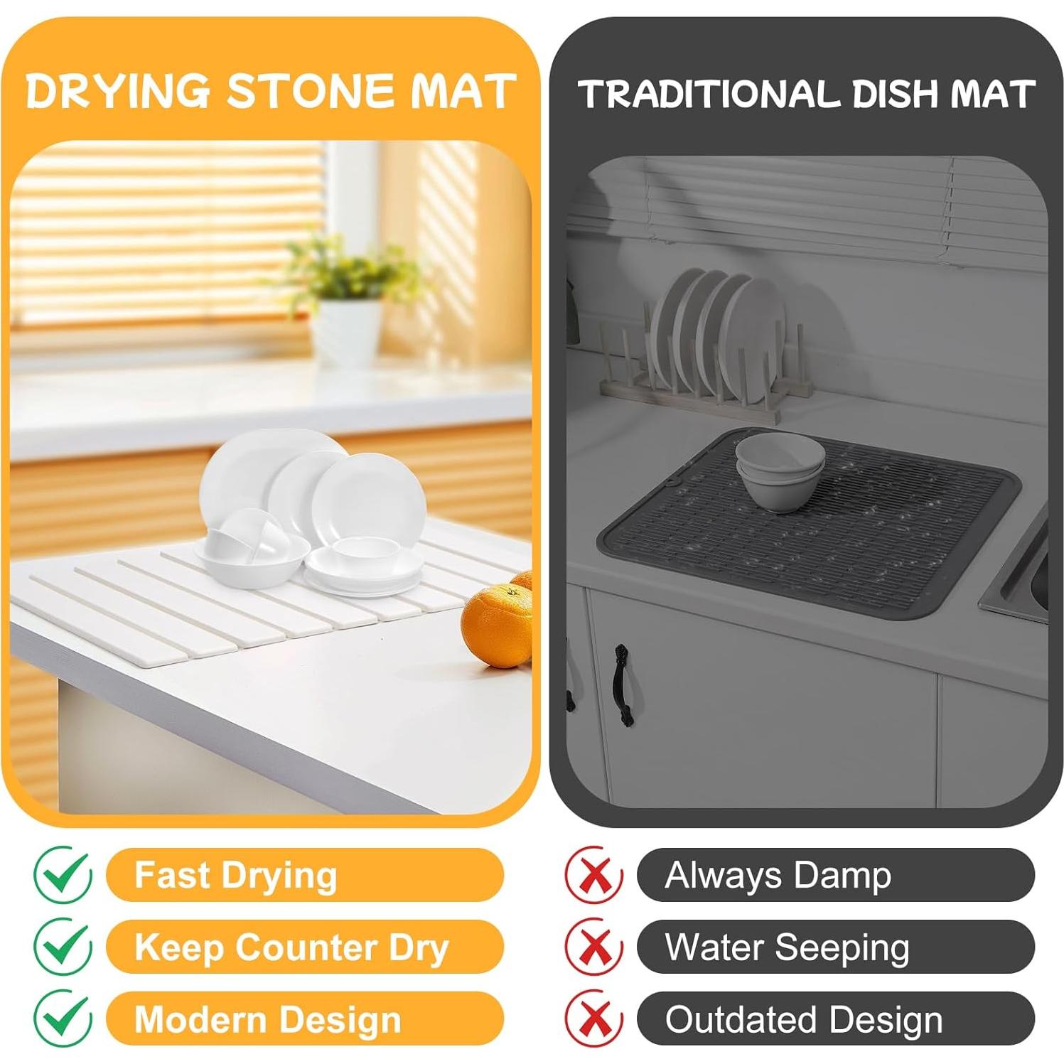 Alfombrilla de Secado de Piedra Diatomácea Oxydrily 58.4x38.9cm