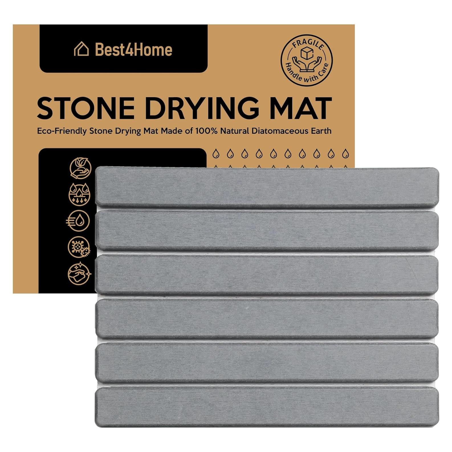 Alfombrilla de Secado de Piedra Diatomita Gris 40x30cm - Antideslizante