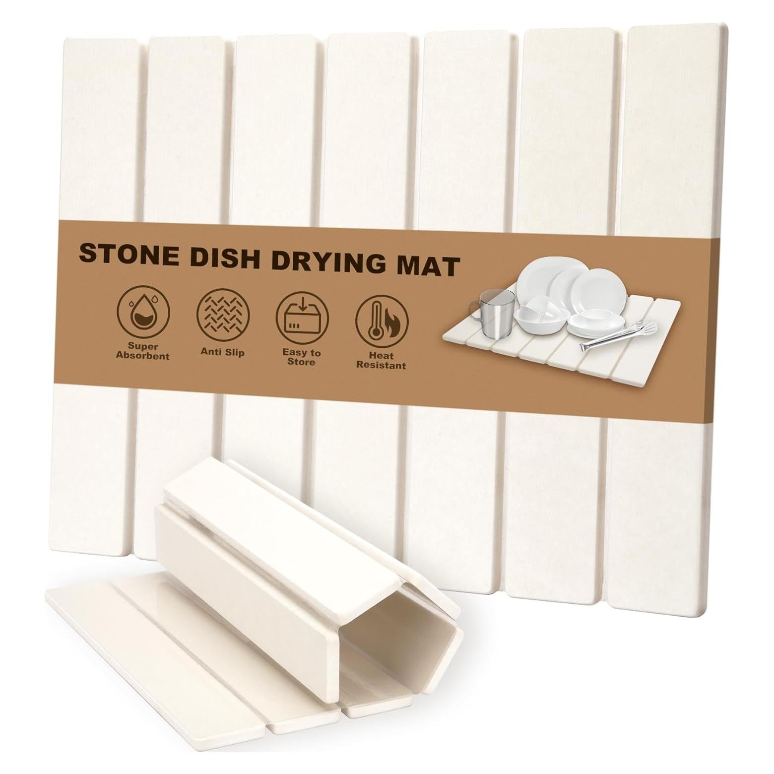 Alfombrilla de Secado de Platos CalmBloom 30x40 cm Plegable