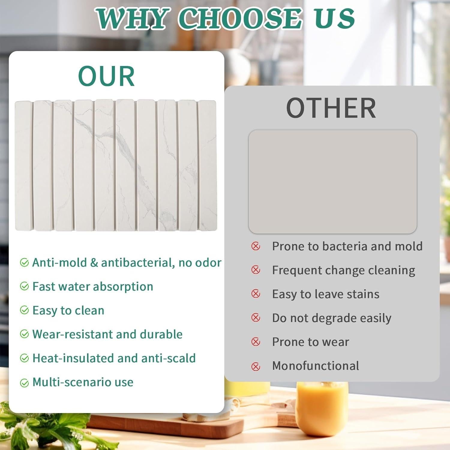 Alfombrilla de Secado Diatomácea YLjindoia 58.4x38.1 cm Mármol