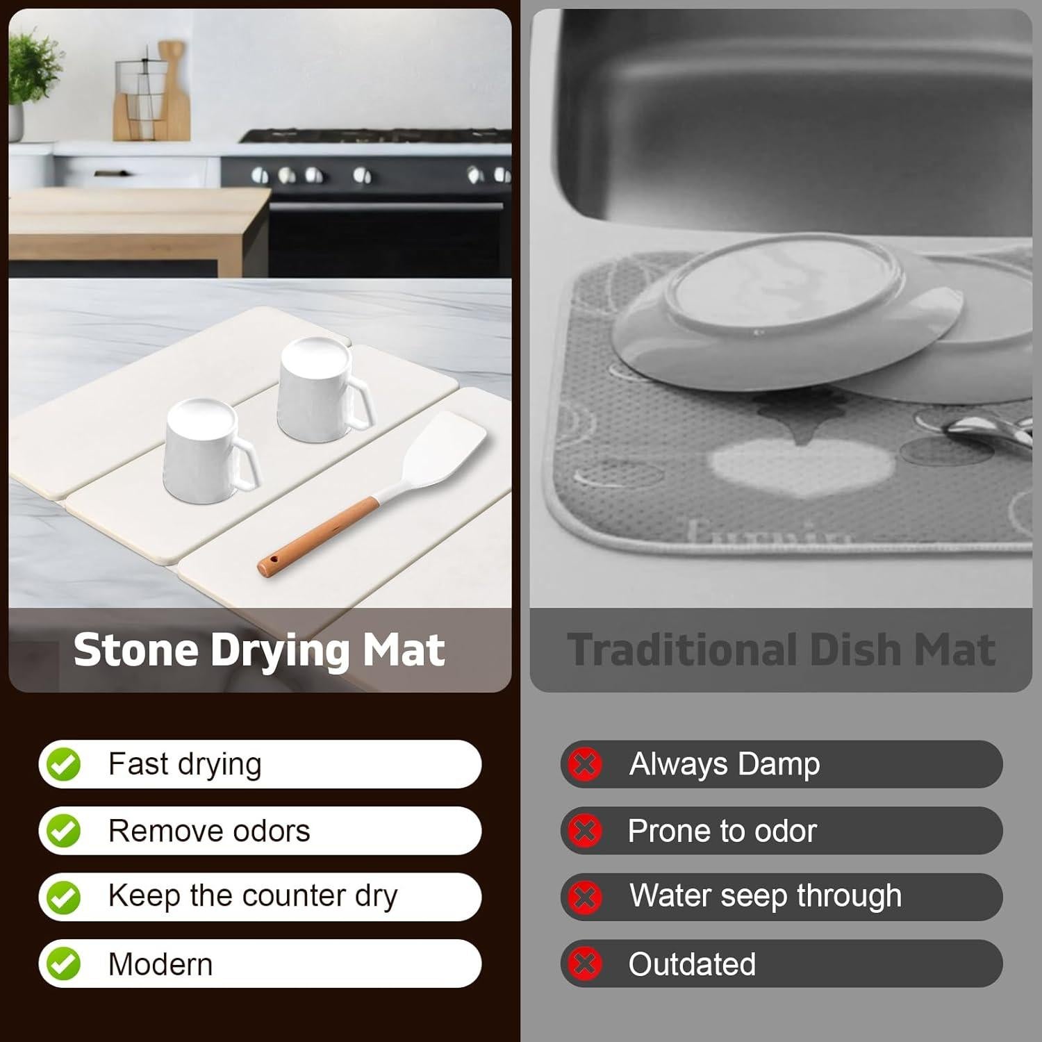 Alfombrilla de Secado de Platos LONSTA 61x40.6cm Diatomácea