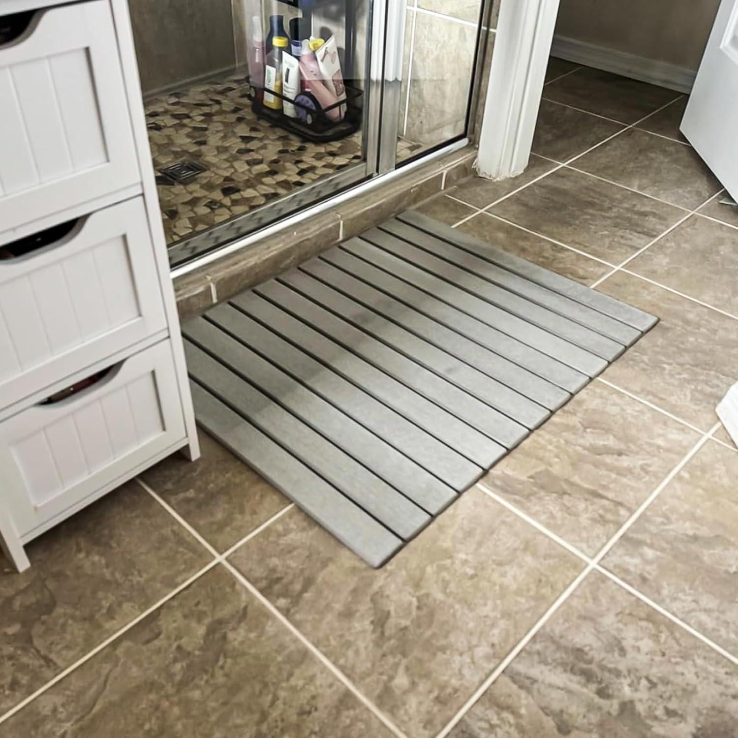 Stone Drying Mat for Kitchen Counter,Dish Drying Mat,24"(L)×16"(W)Fast Water-Absorbing, Environmentally Friendly Diatomite Mat-Gray