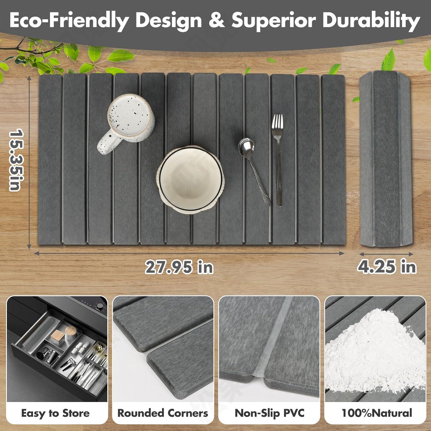 Alfombrilla de Secado de Piedra Bunmery 71x39 cm Gris Oscuro