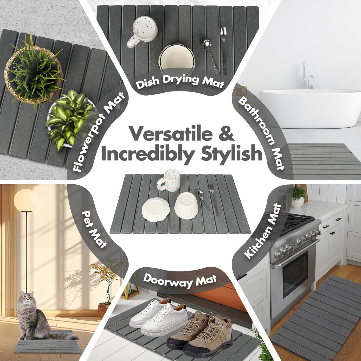 Alfombrilla de Secado de Piedra Bunmery 71x39 cm Gris Oscuro