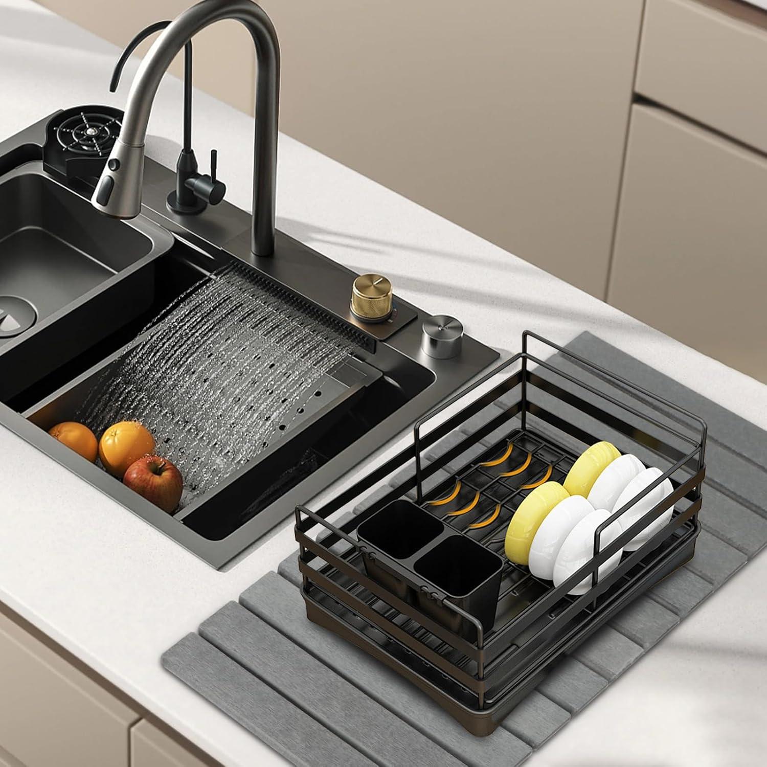 Alfombrilla de Secado de Piedra Bunmery 71x39 cm Gris Oscuro