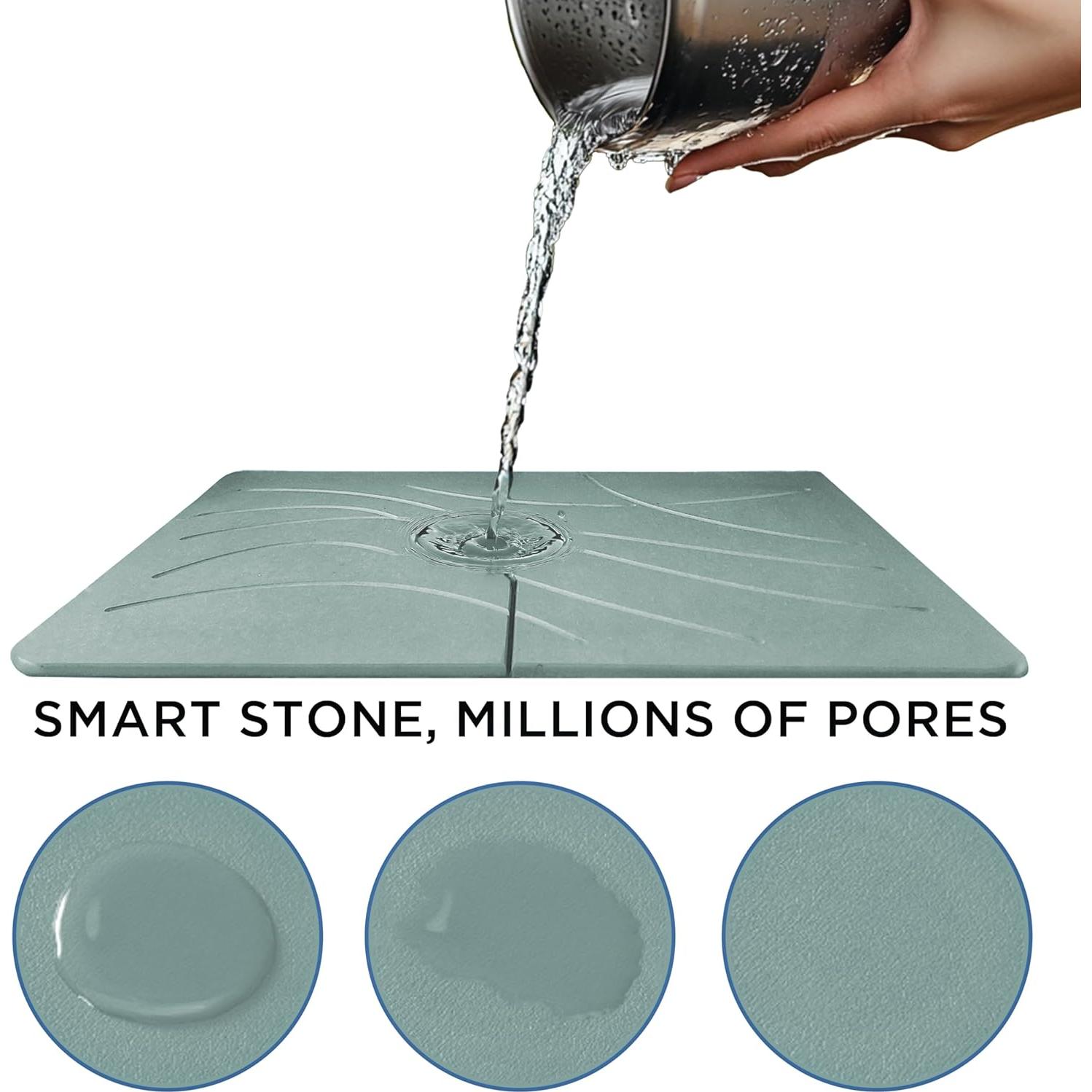 Alfombrilla de Secado de Piedra Diatomita FEDBB 60x39 cm Verde