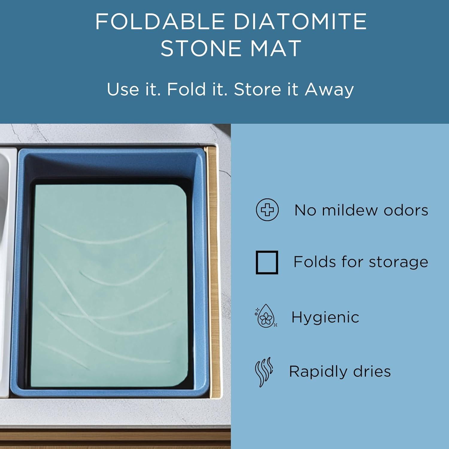 Alfombrilla de Secado de Piedra Diatomita FEDBB 60x39 cm Verde