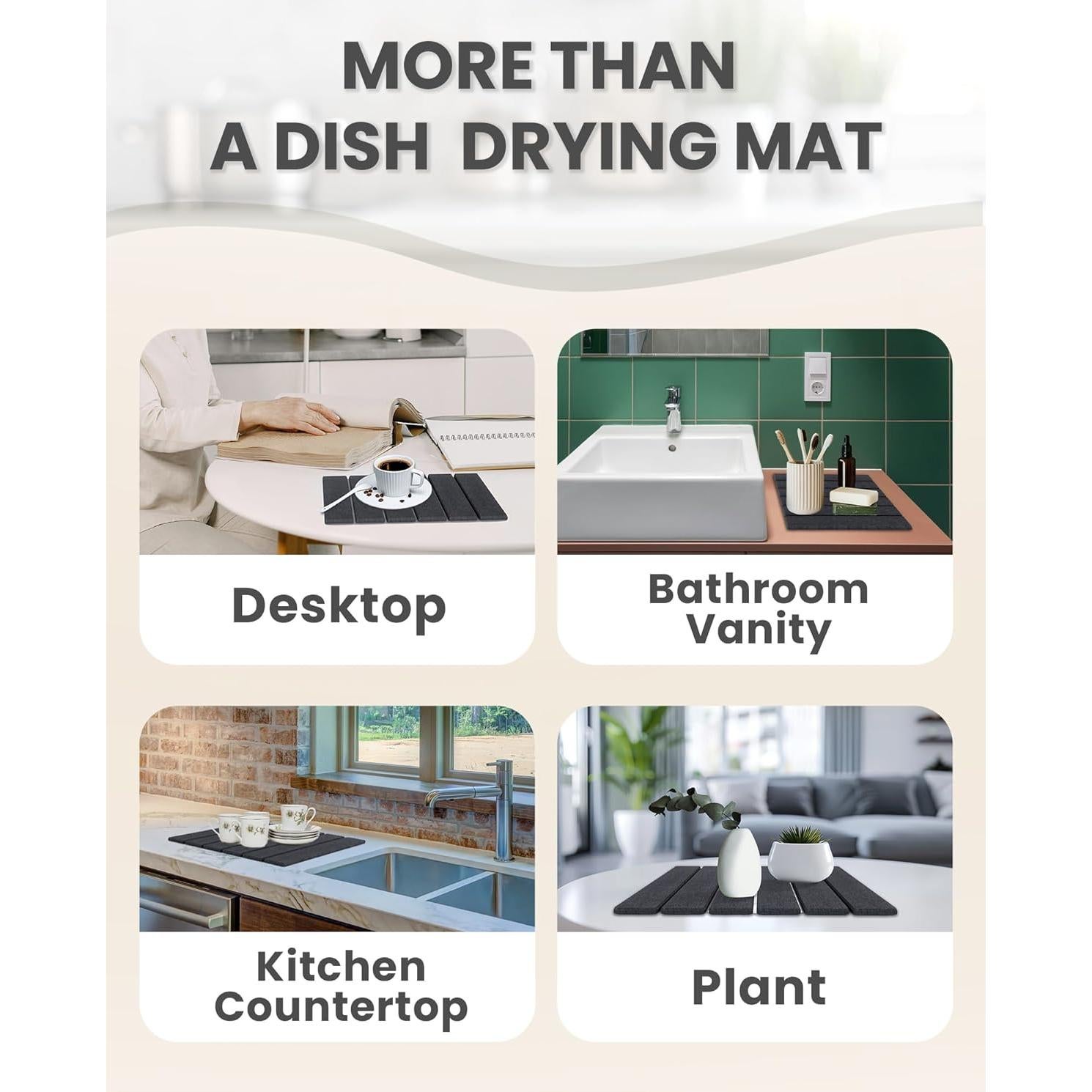 Alfombrilla de Secado de Platos WBahatii 40.6x30.5cm Diatomácea