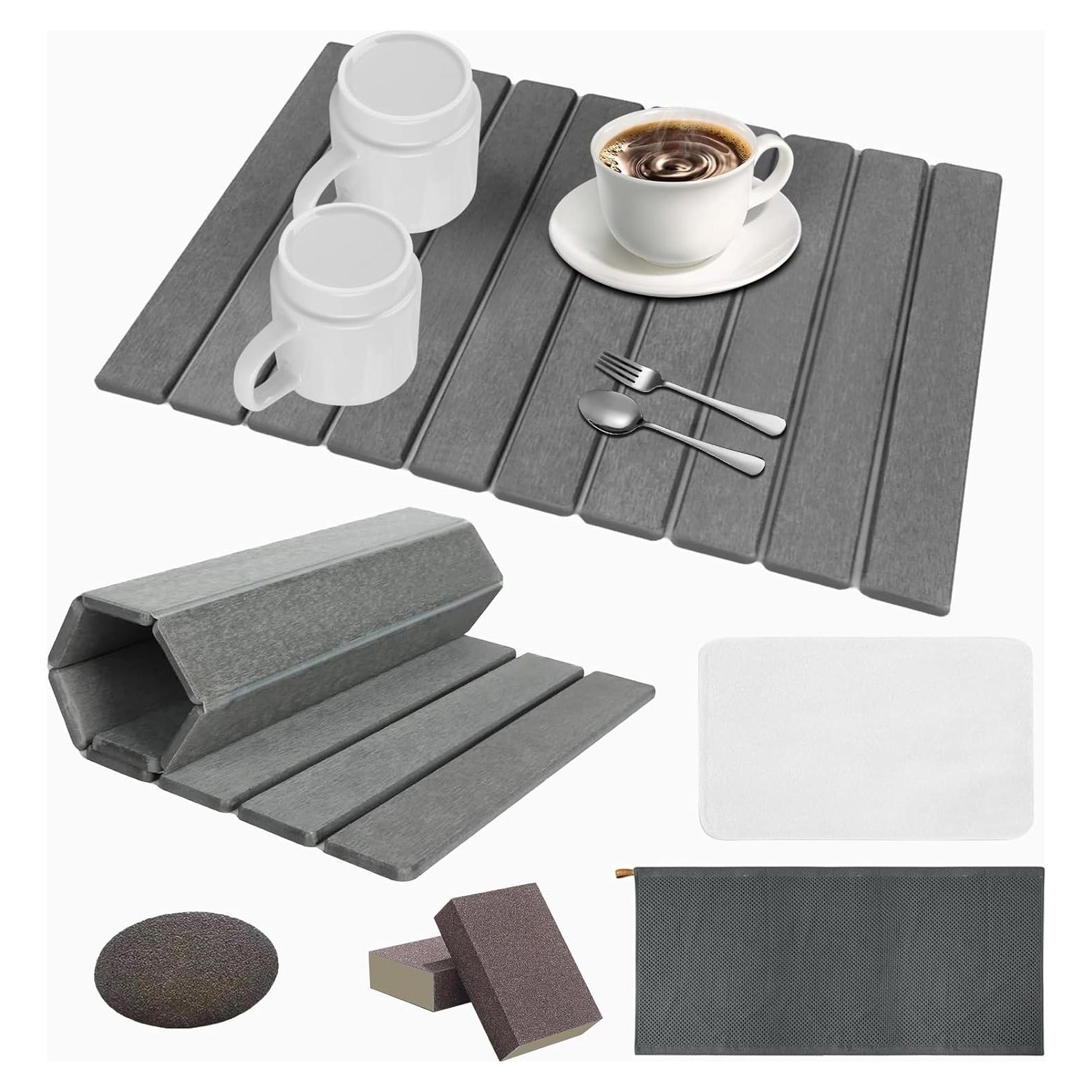 Alfombrilla para Secar Platos GREAPA 61x41 cm Gris Oscuro