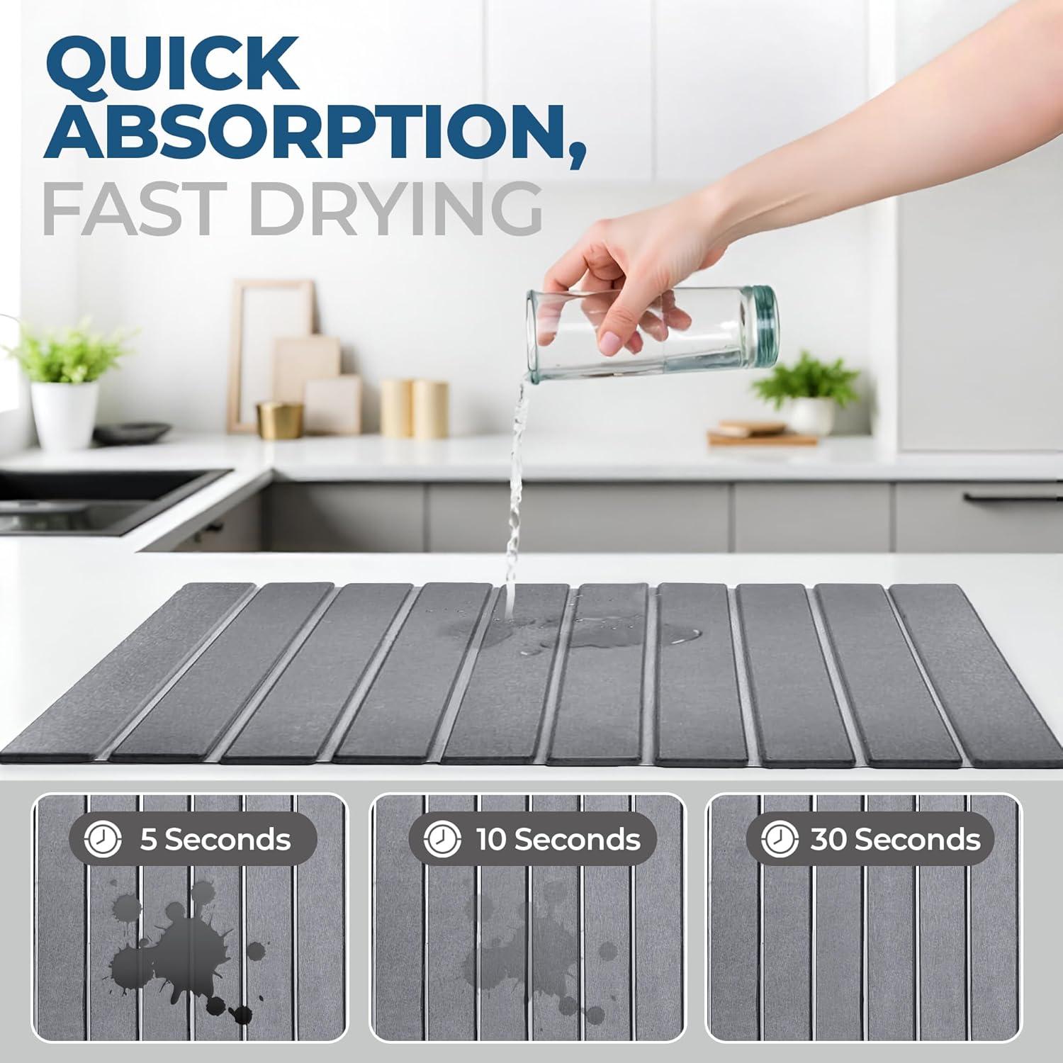 Alfombrilla de Secado de Platos Renovisor 60x39 cm Gris