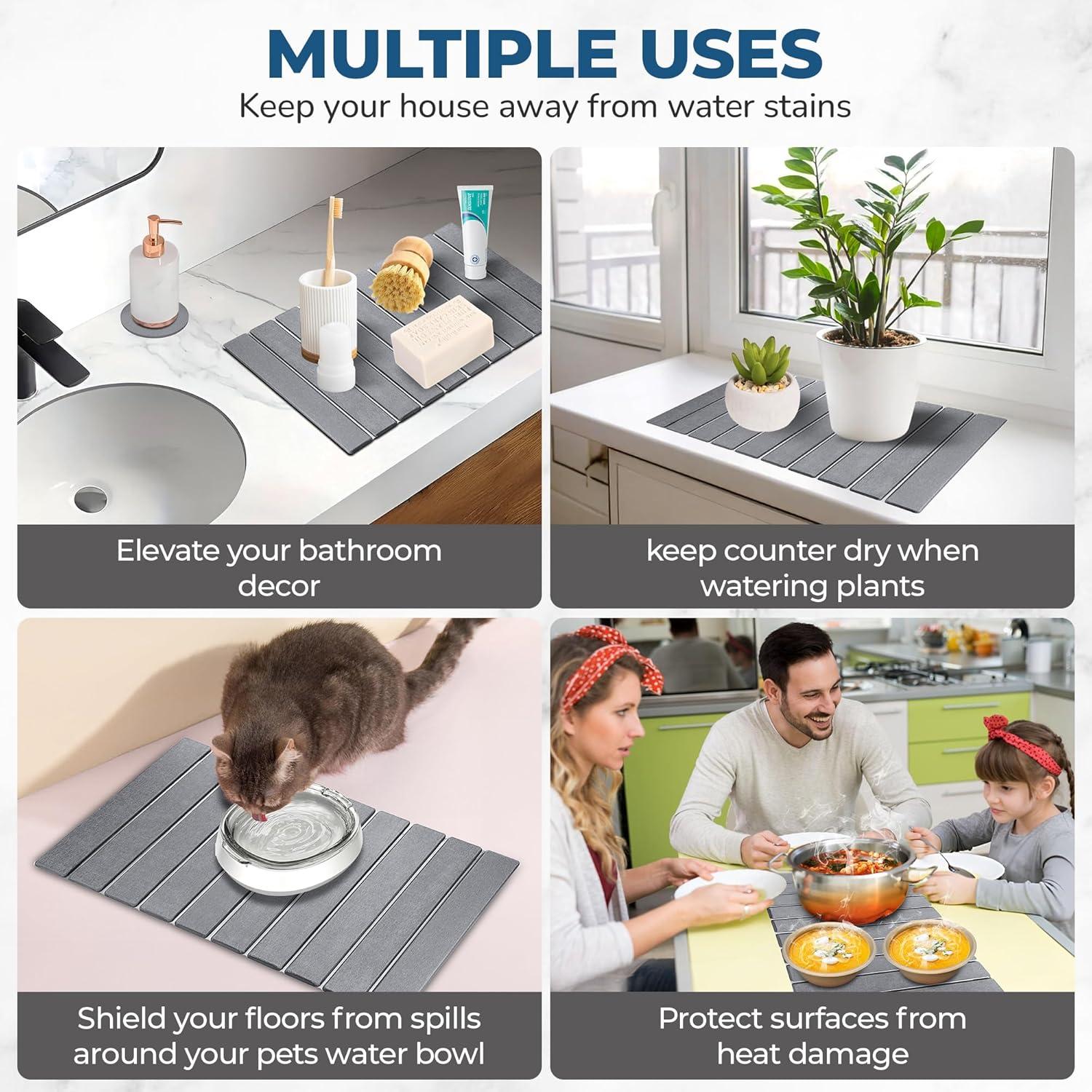 Alfombrilla de Secado de Platos Renovisor 60x39 cm Gris