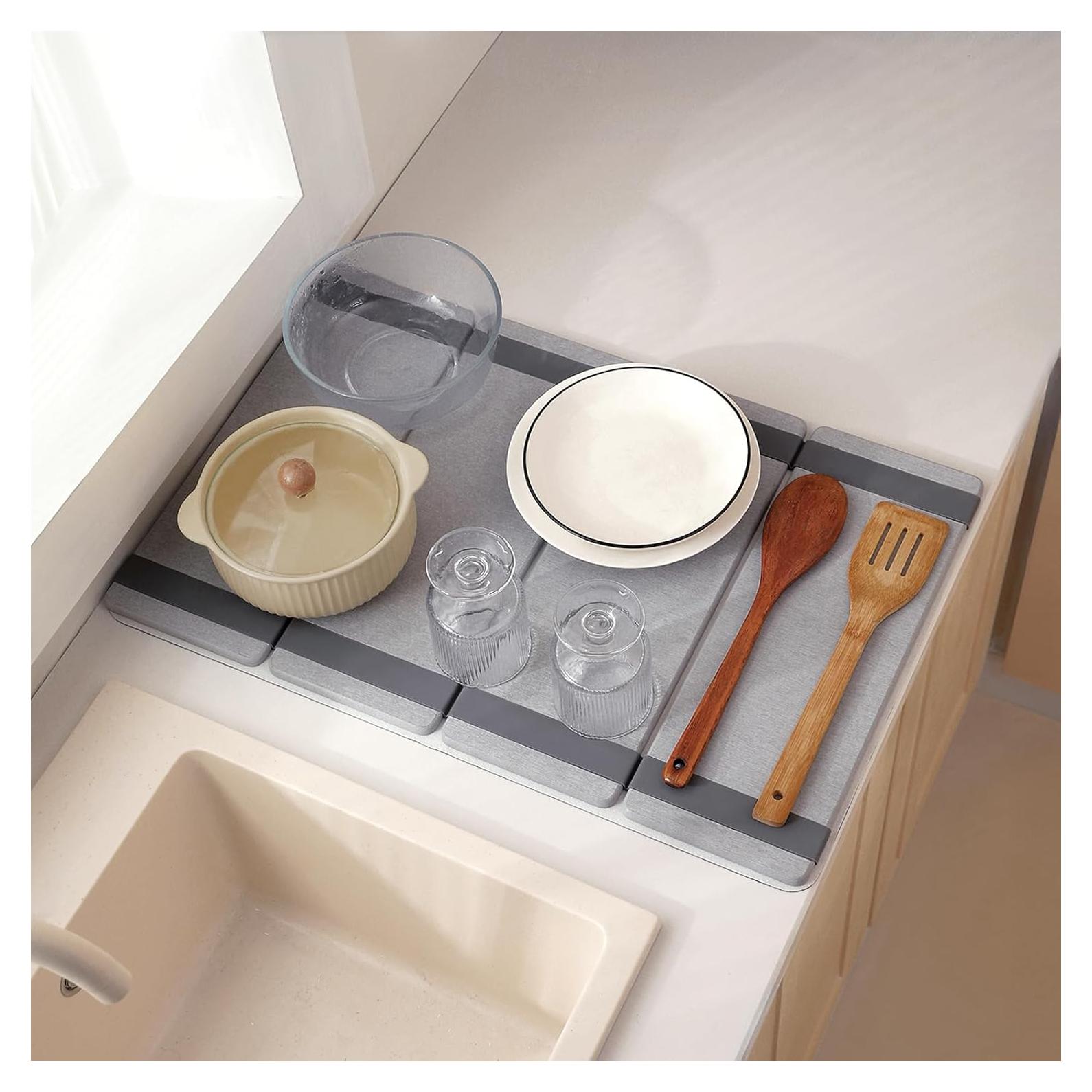 Alfombrilla de Secado Grande CREOMG 62x40 cm Plegable Gris