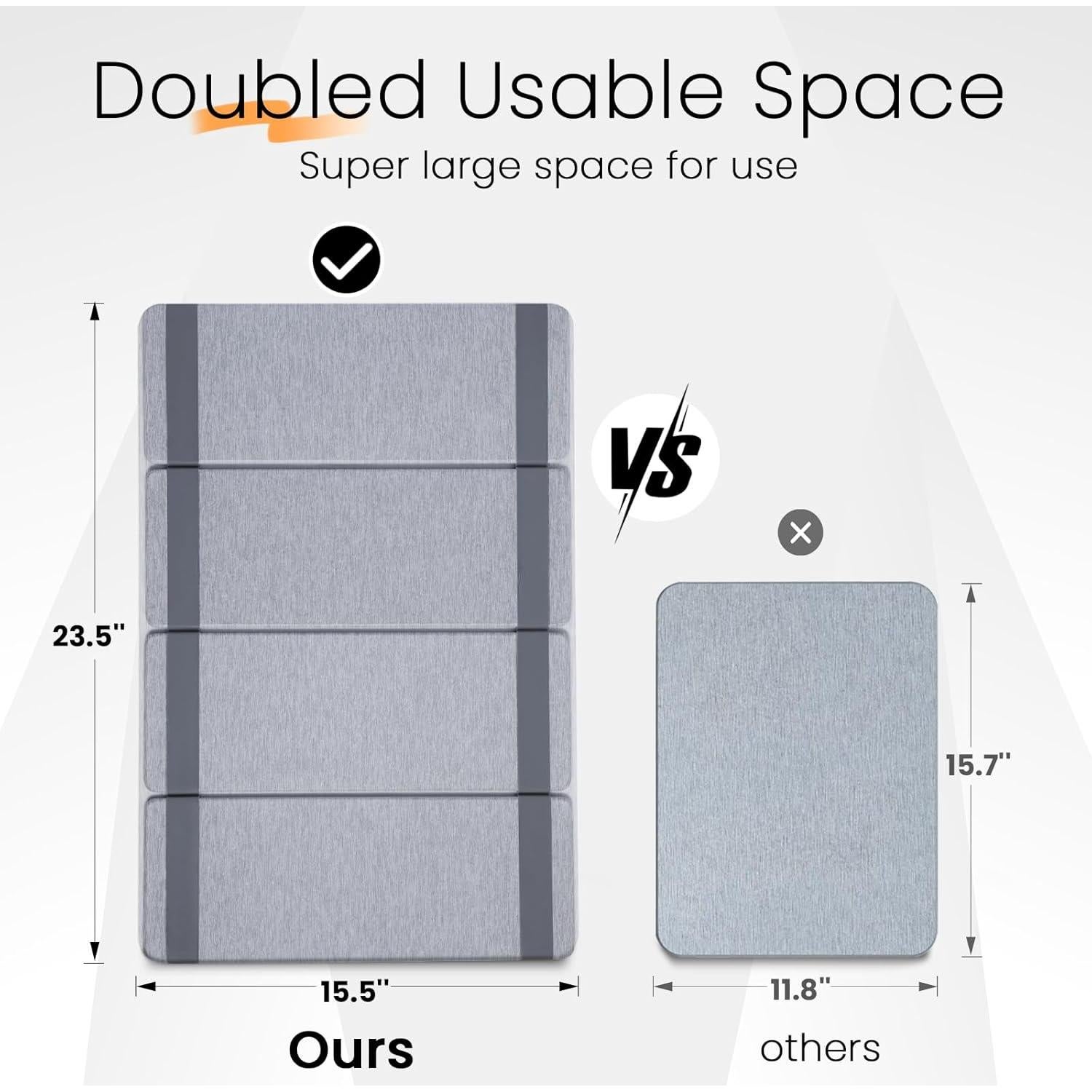 Alfombrilla de Secado Grande CREOMG 62x40 cm Plegable Gris