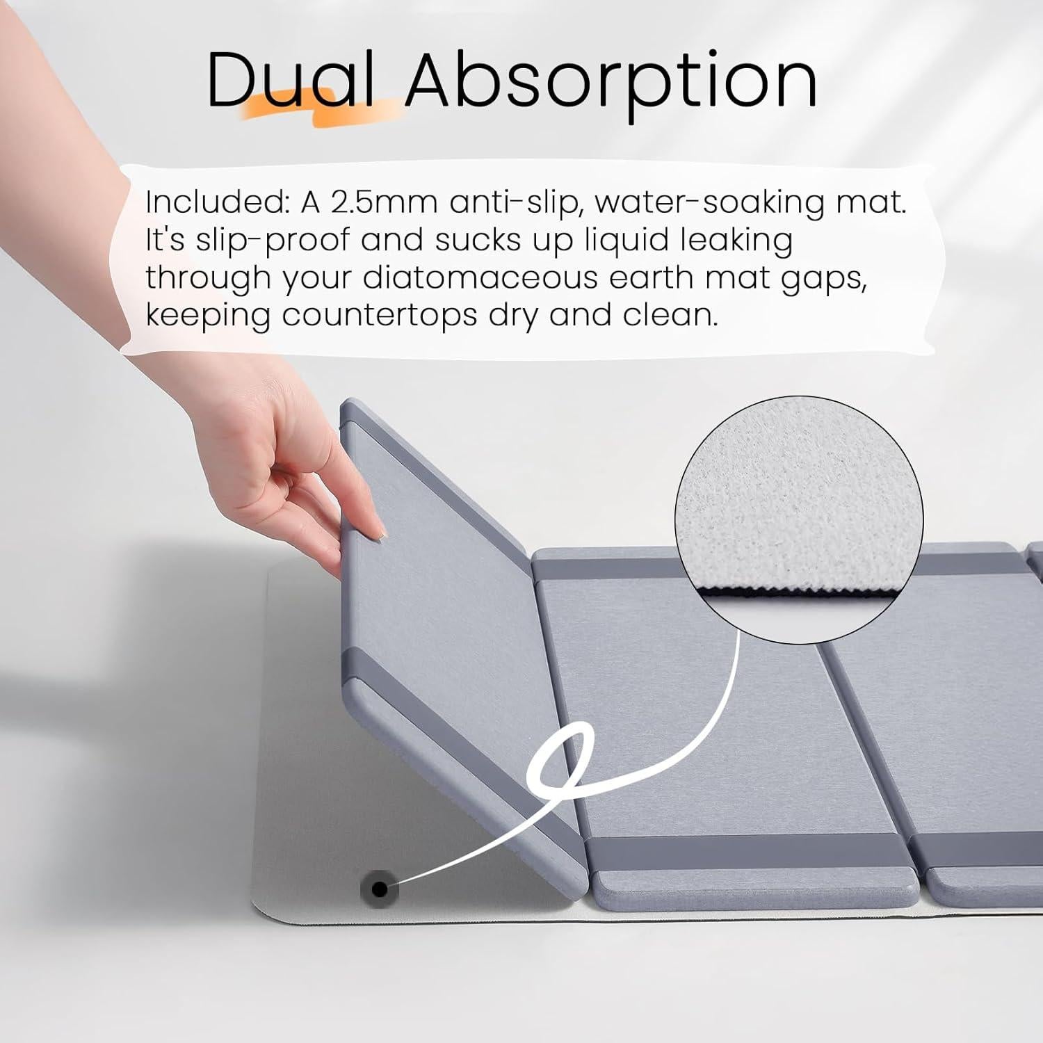 Alfombrilla de Secado Grande CREOMG 62x40 cm Plegable Gris