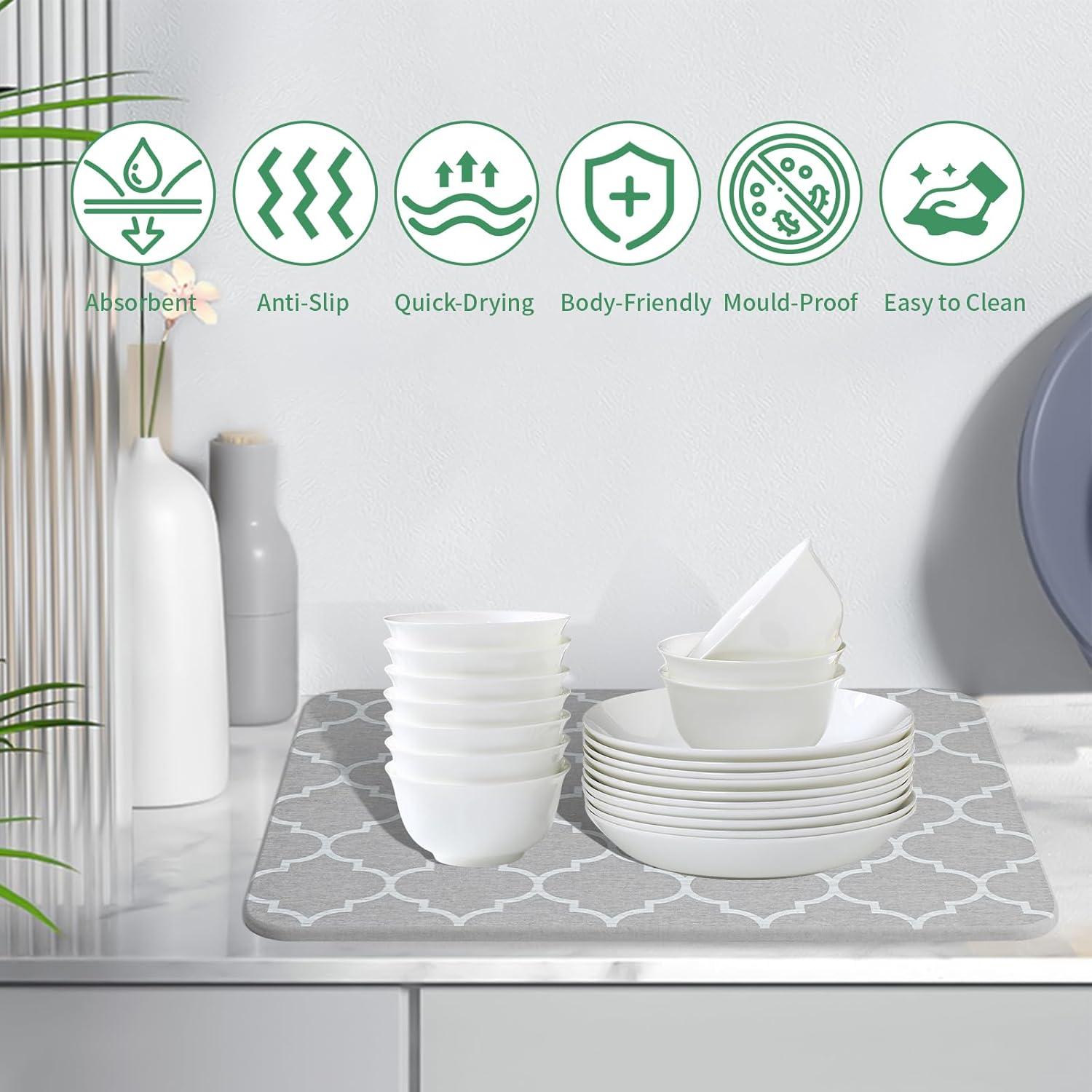 Alfombrilla de Secado Plegable Yeload de Piedra Gris Antideslizante 40.64x30.48 cm