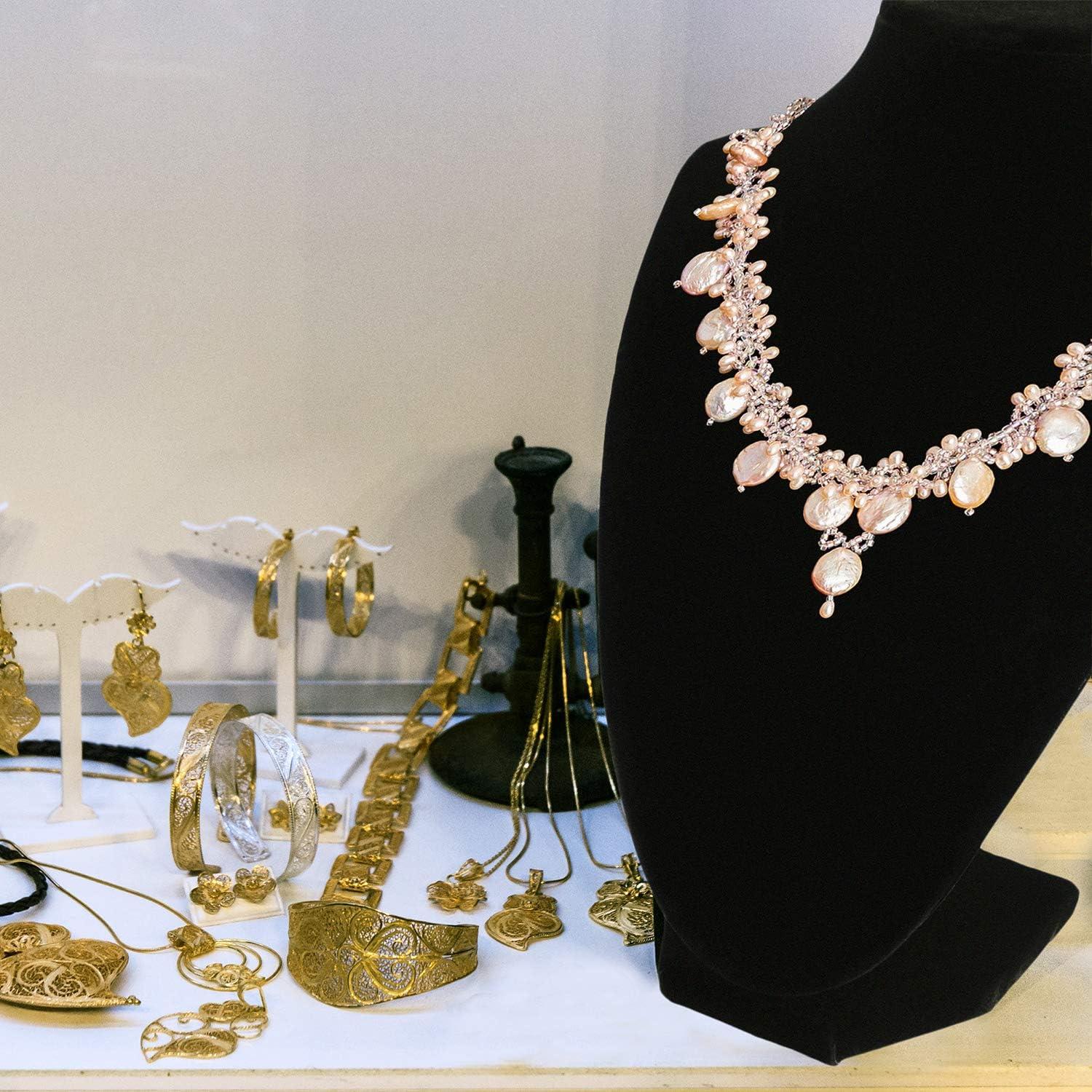 Soporte de Exhibición de Collares Super Z Outlet Terciopelo Negro 22.86 cm