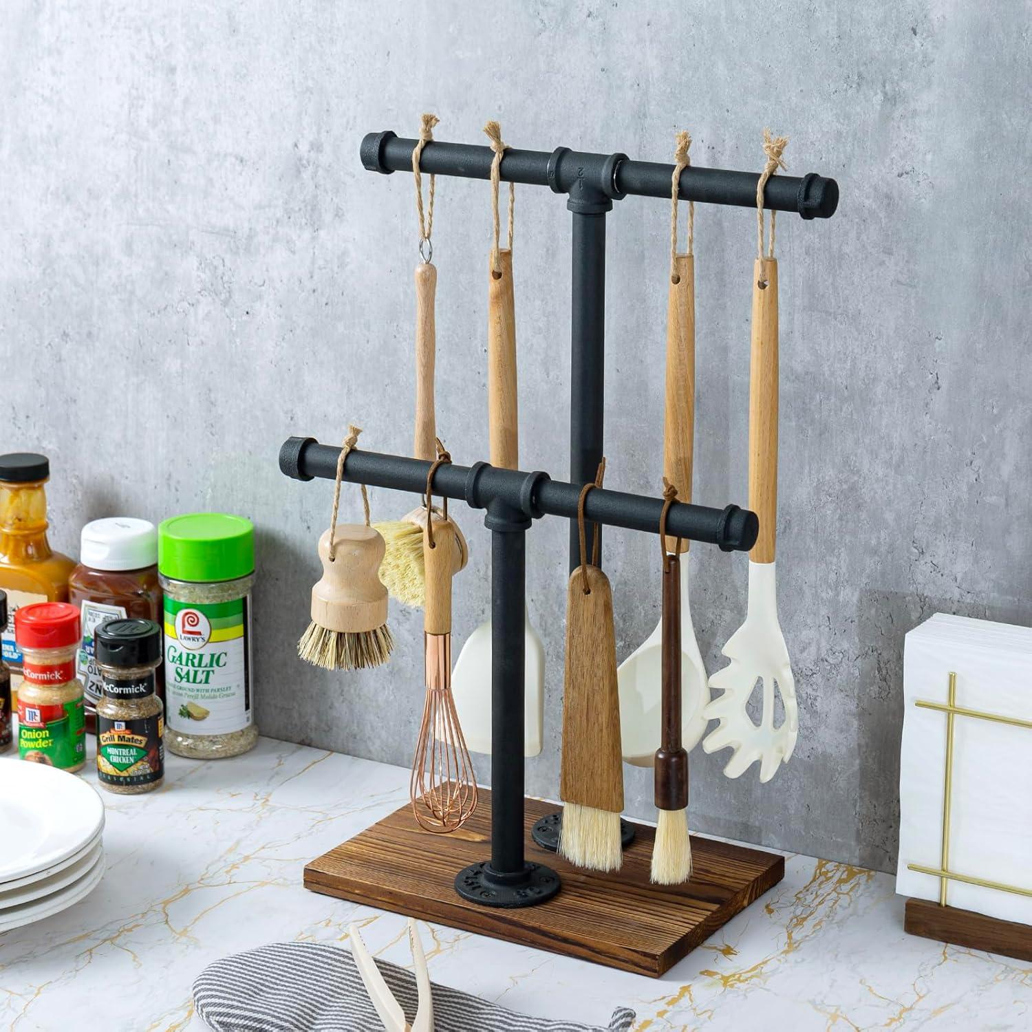 Soporte de Joyería MyGift Ajustable 2 Niveles Metal y Madera