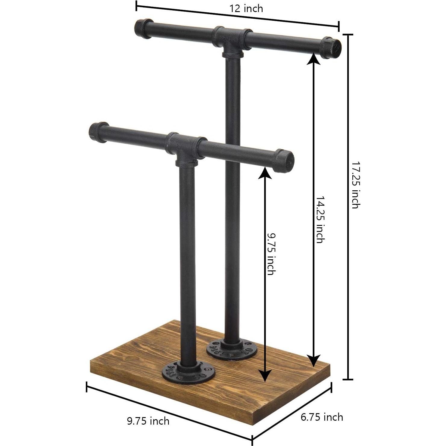 Soporte de Joyería MyGift Ajustable 2 Niveles Metal y Madera