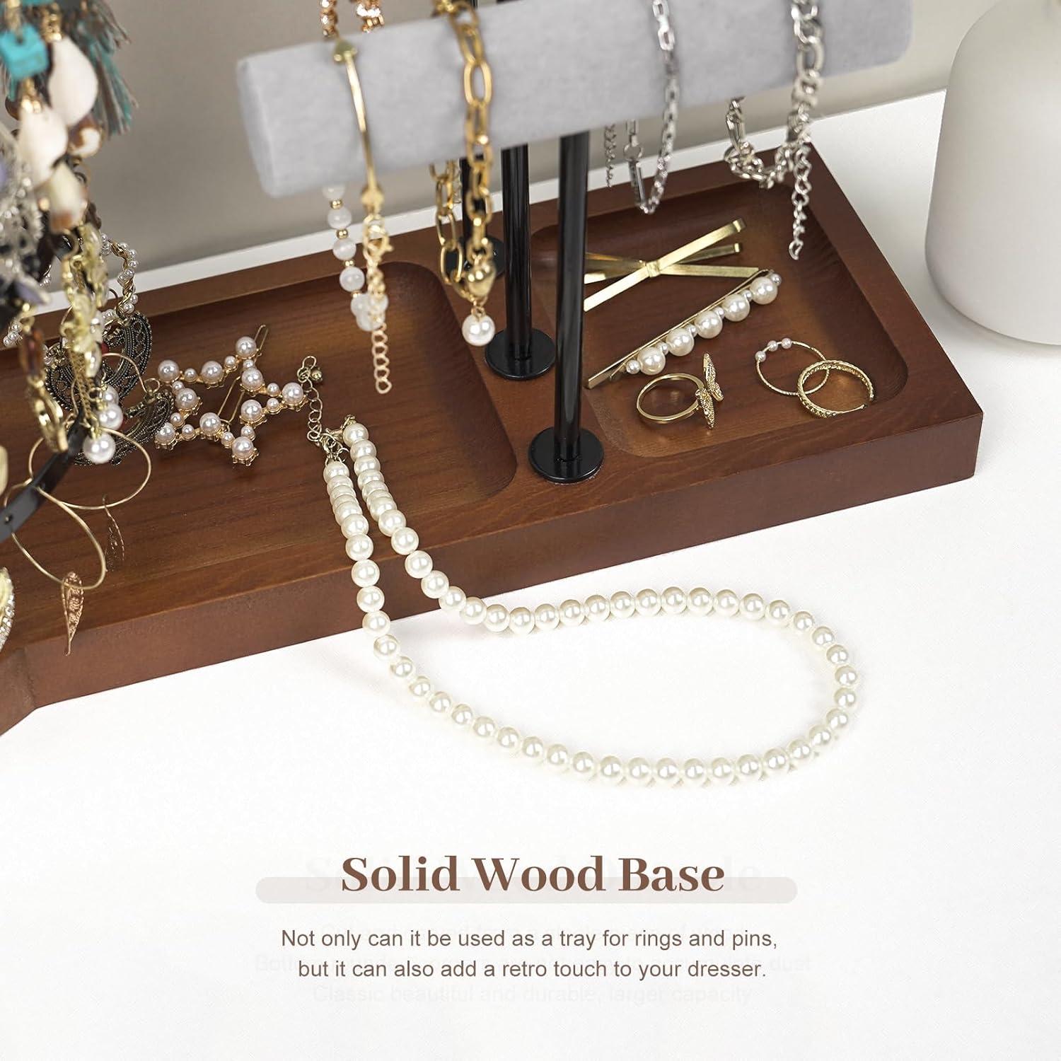 Soporte Organizador de Joyería SMFANLIN Negro 3 en 1 Ajustable