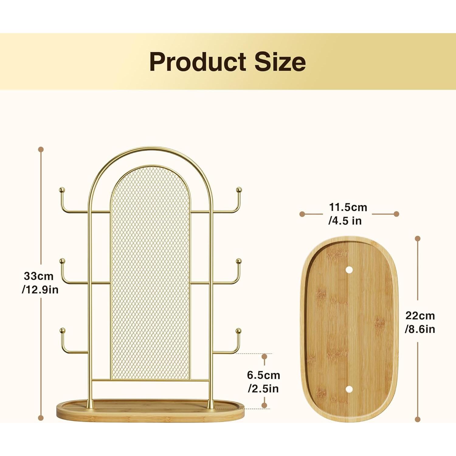 Soporte de Joyería Bussdis Dorado con 300 Agujeros y 6 Ganchos