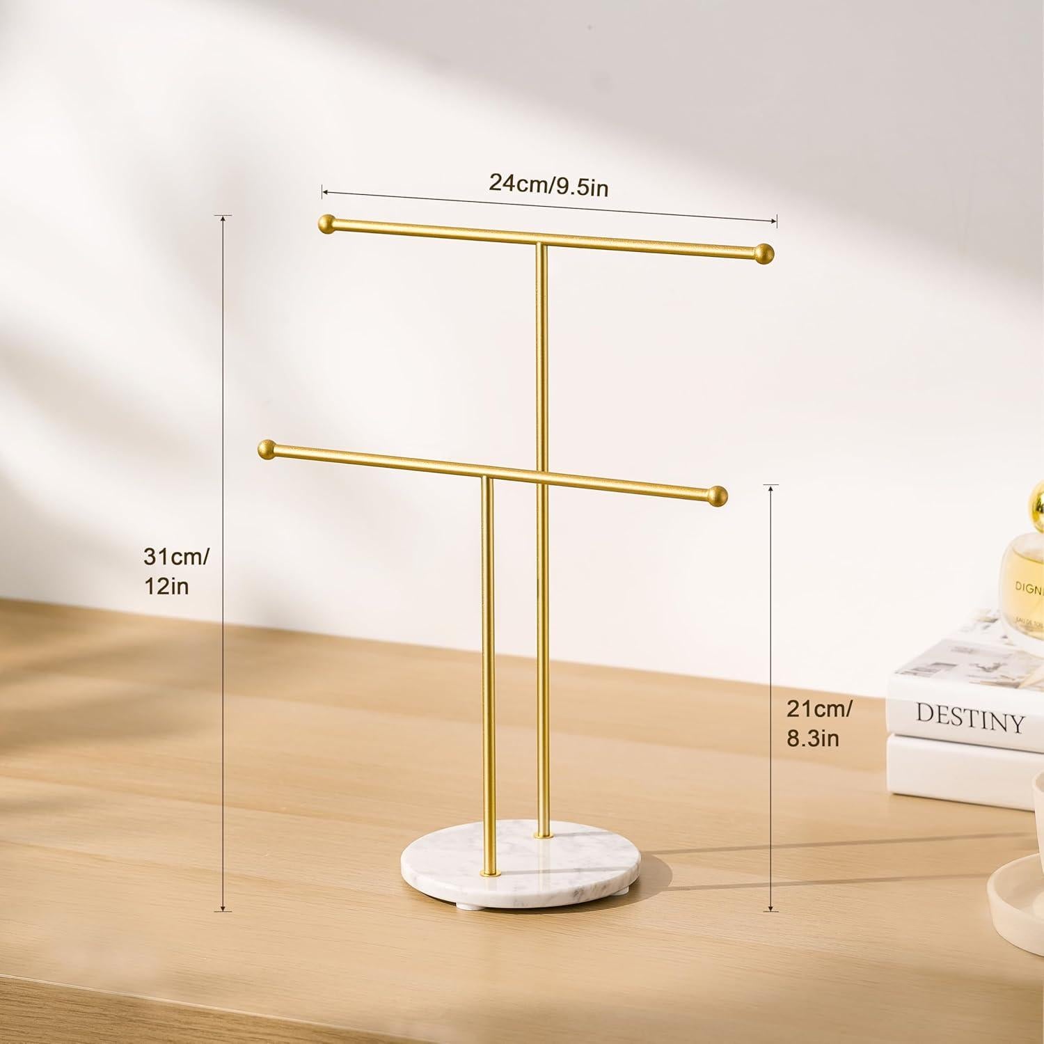 Soporte para Collares pickpiff con Base de Mármol - Organizador de Joyería Dorado