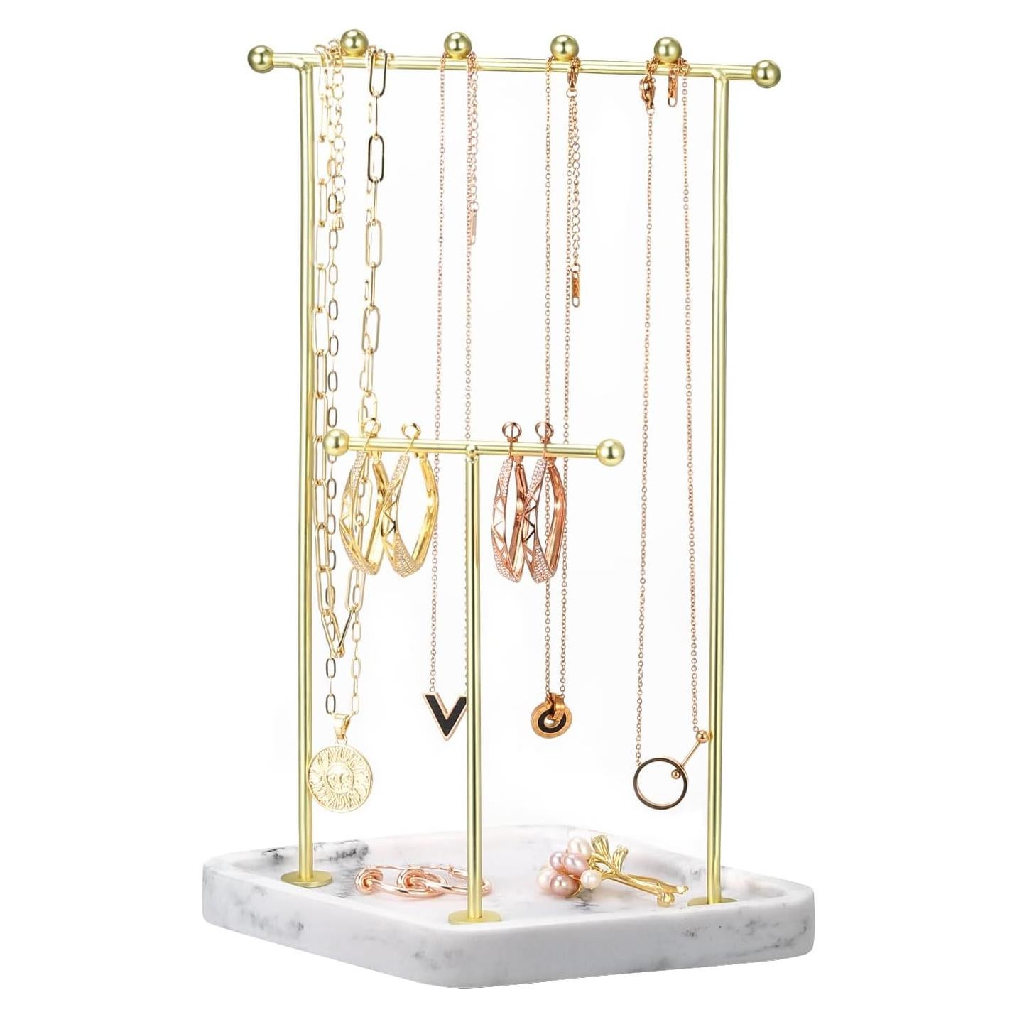 Soporte Organizador de Joyería Emibele con Bandeja de Resina