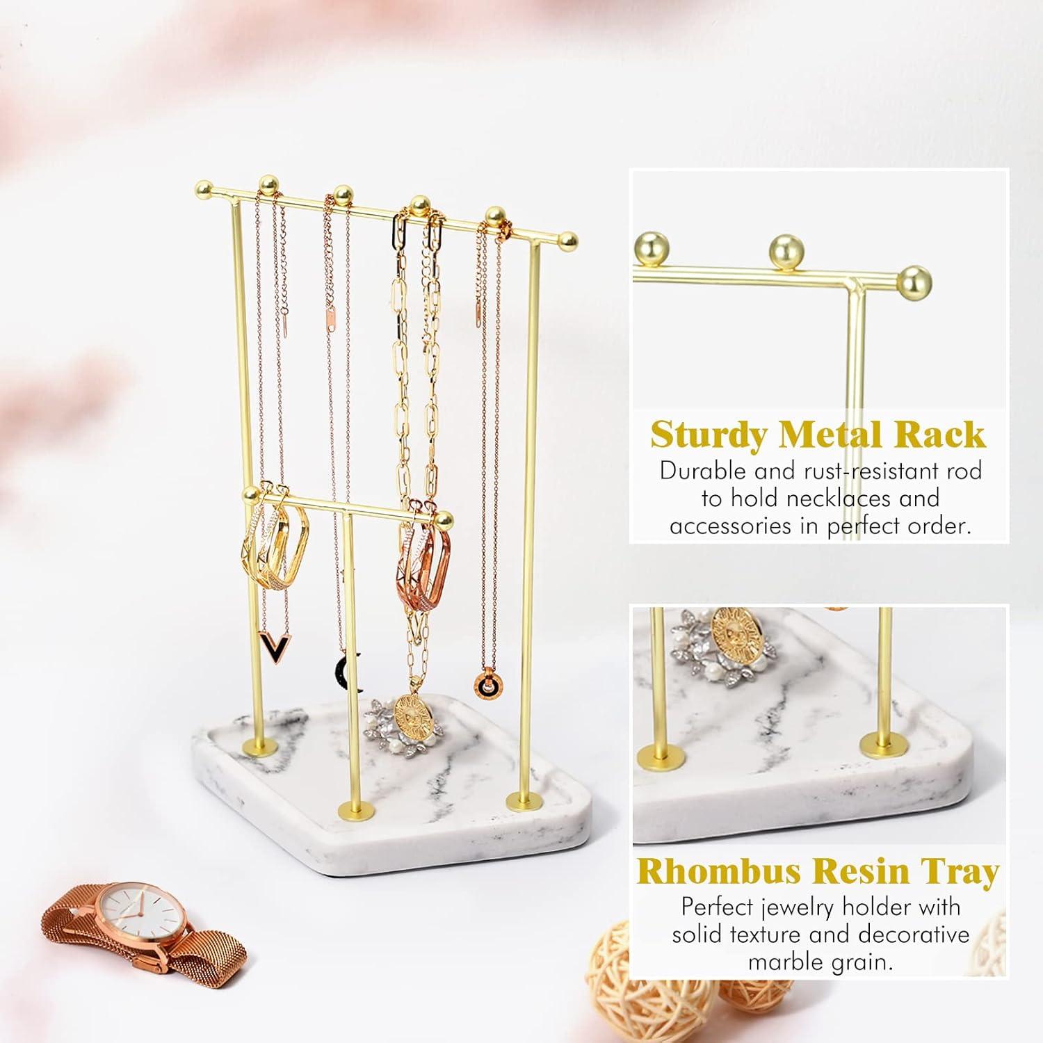 Soporte Organizador de Joyería Emibele con Bandeja de Resina