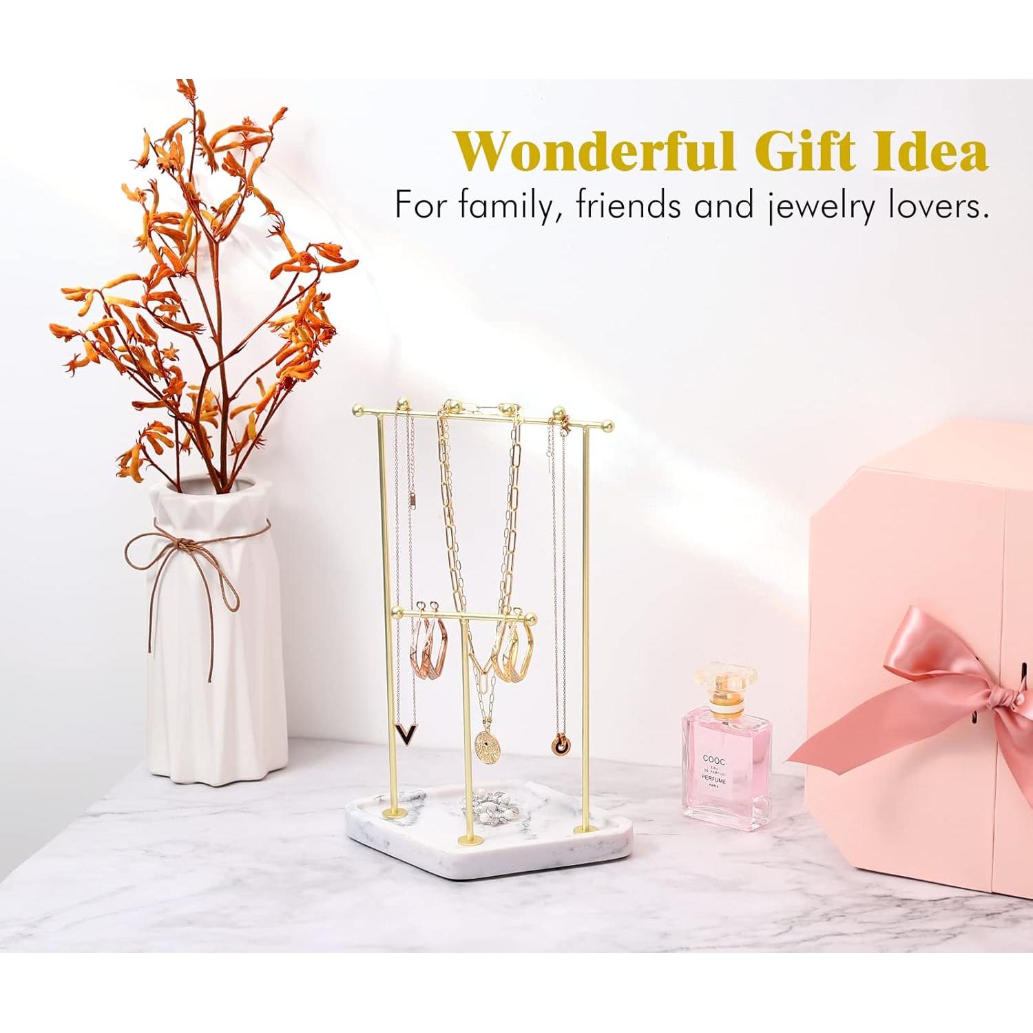 Soporte Organizador de Joyería Emibele con Bandeja de Resina