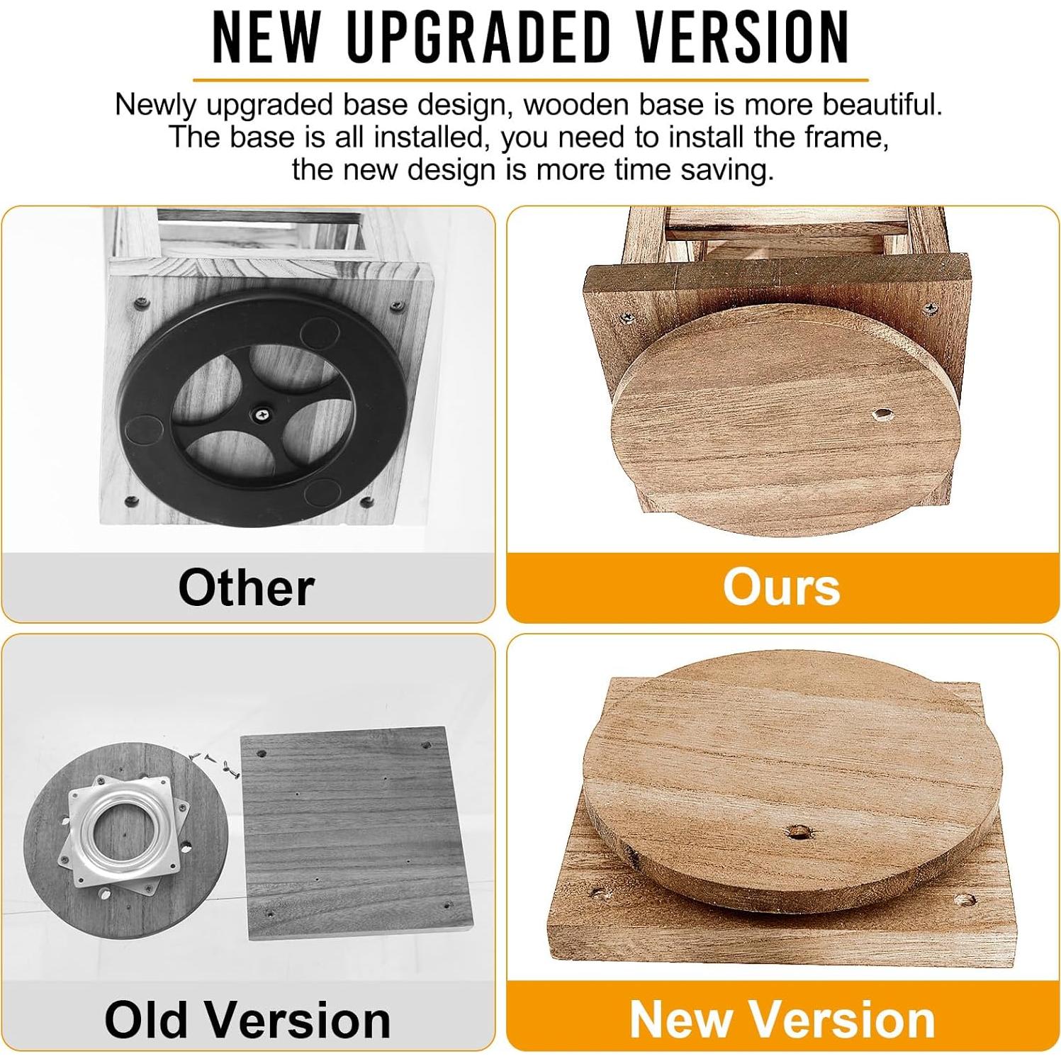 Fumingpal Wood Rotating Jewelry Display Stand, Wooden Earring Display Stands with 40 Removable Hooks, 5-Tier Jewelry Organizer for Earring Cards, Necklaces, Bracelets, Keychains (Square Shape)