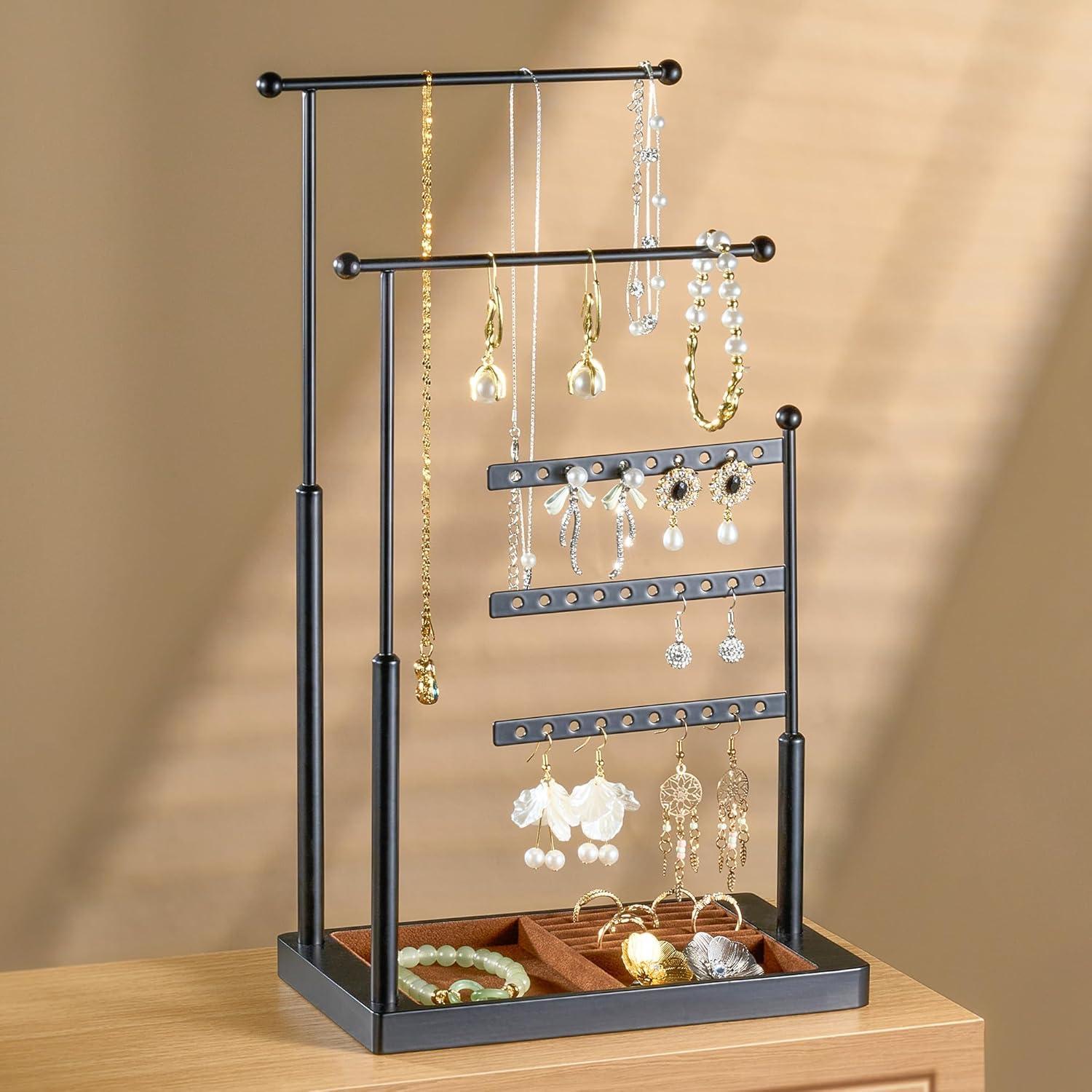 Organizador de Joyería pickpiff Soporte 3 Niveles Negro Marrón