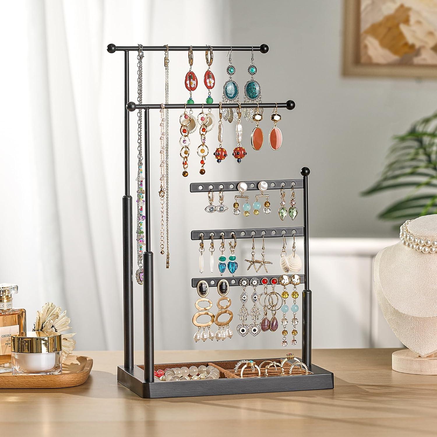 Organizador de Joyería pickpiff Soporte 3 Niveles Negro Marrón