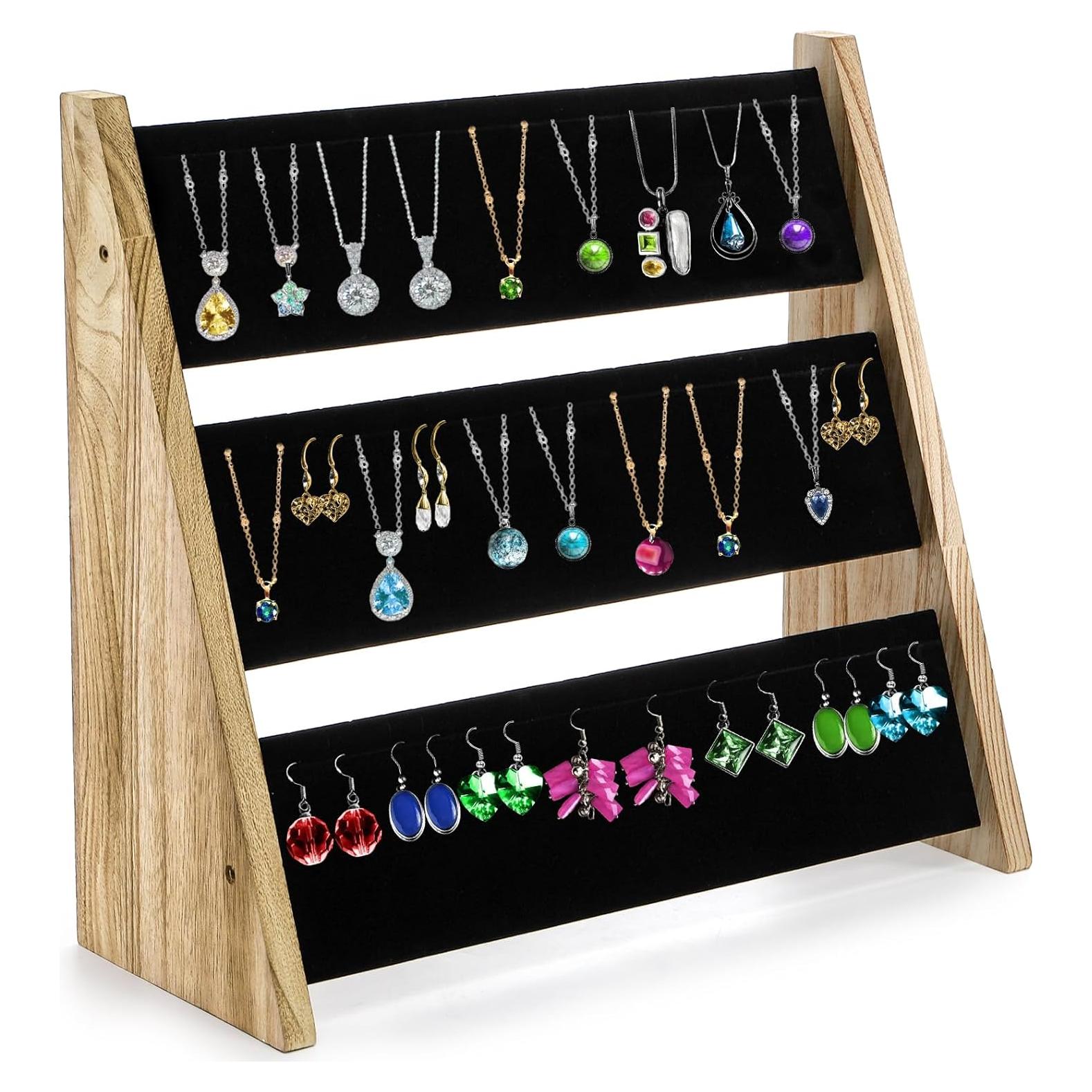 Soporte de exhibición de collares Acshio 3 niveles 72 ranuras