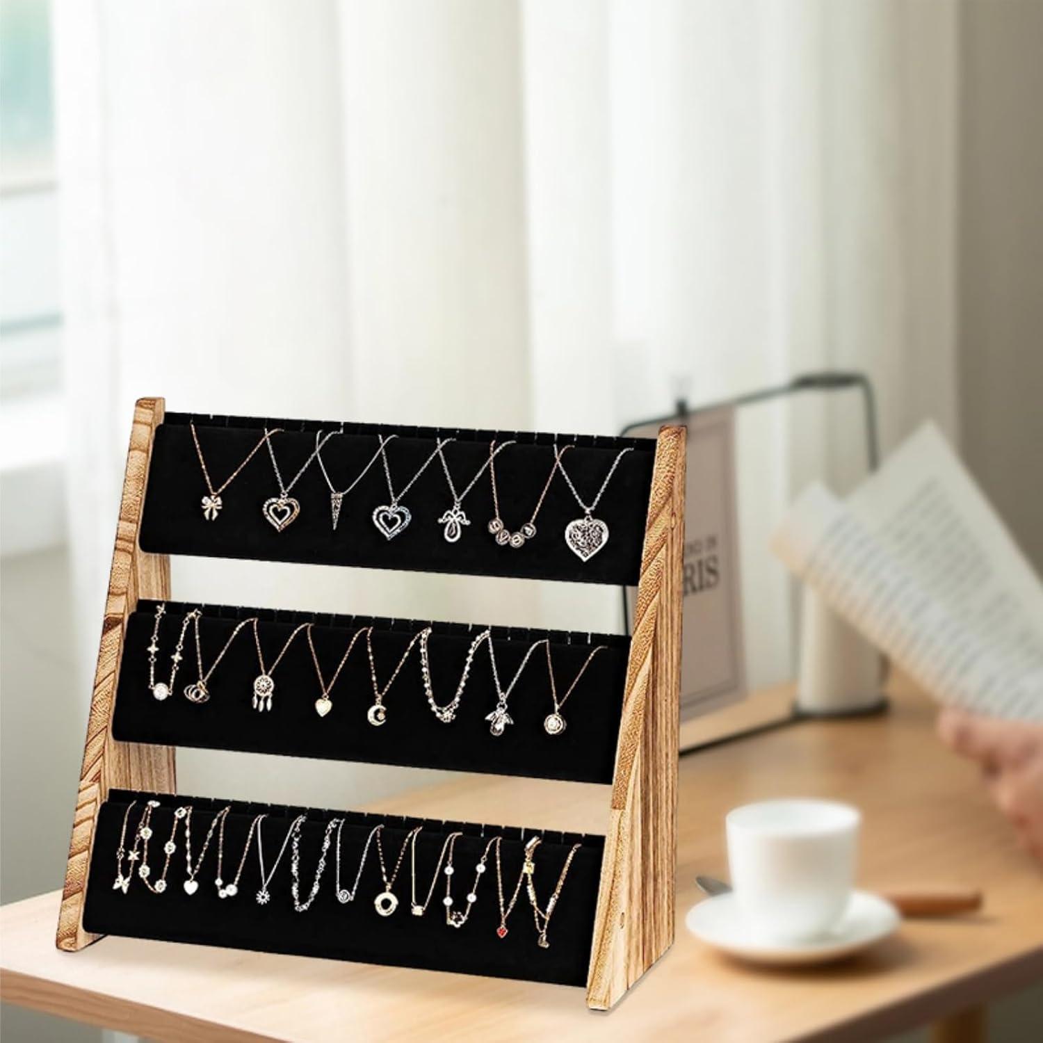 Soporte de exhibición de collares Acshio 3 niveles 72 ranuras