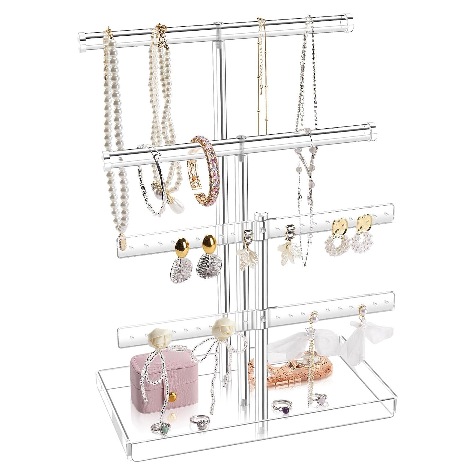 Soporte de Joyería Acrílico Transparente 4 Niveles Jolboldy