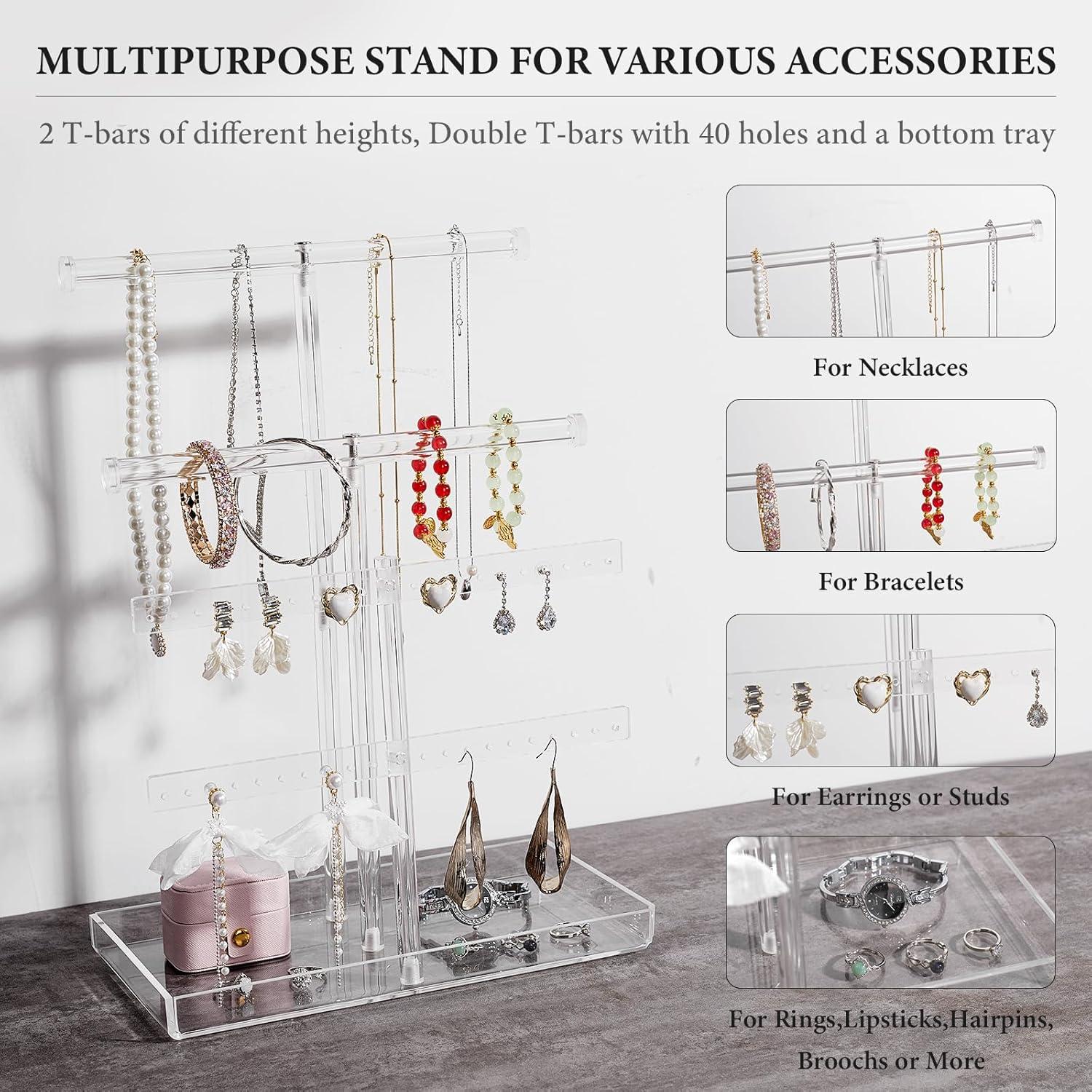 Soporte de Joyería Acrílico Transparente 4 Niveles Jolboldy