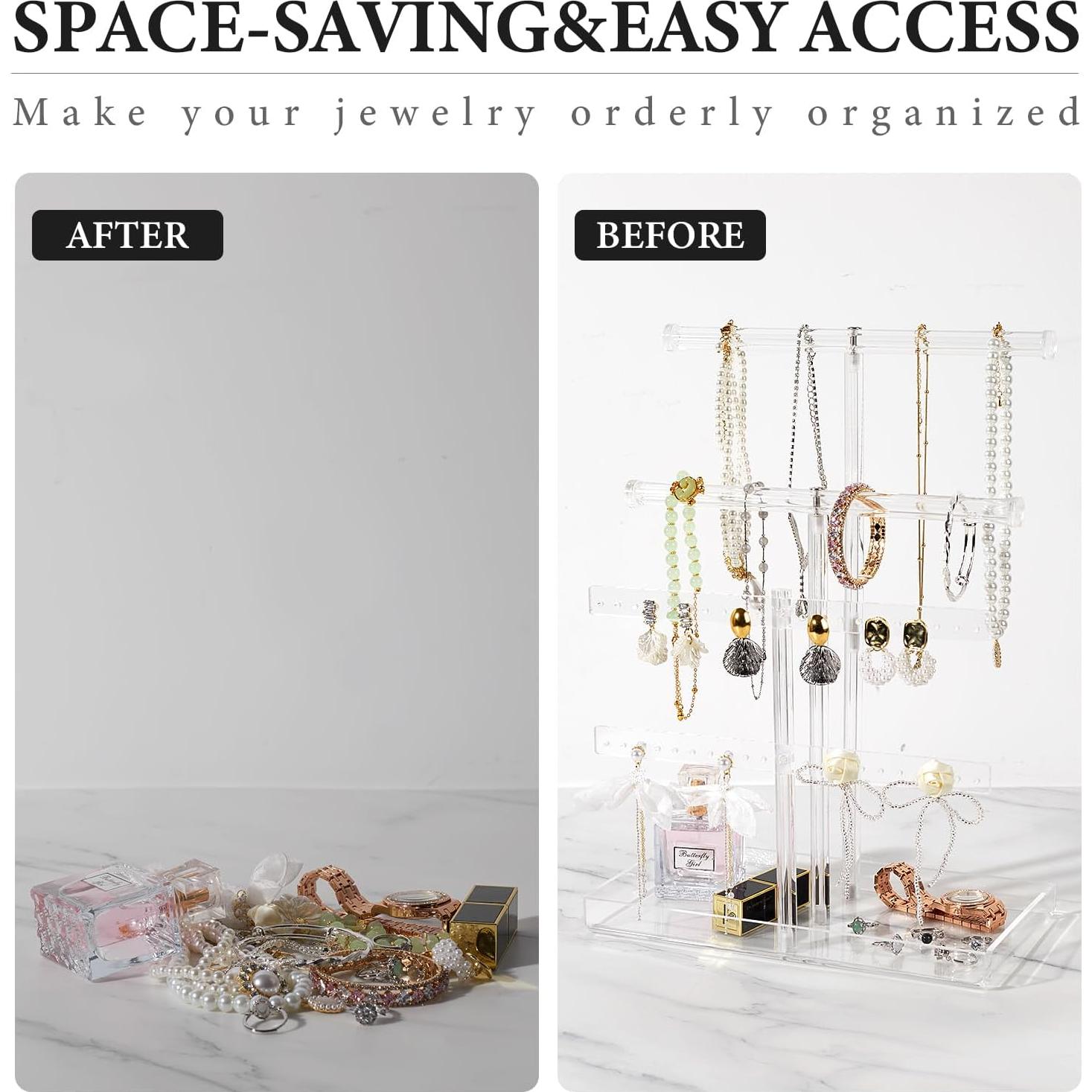 Soporte de Joyería Acrílico Transparente 4 Niveles Jolboldy