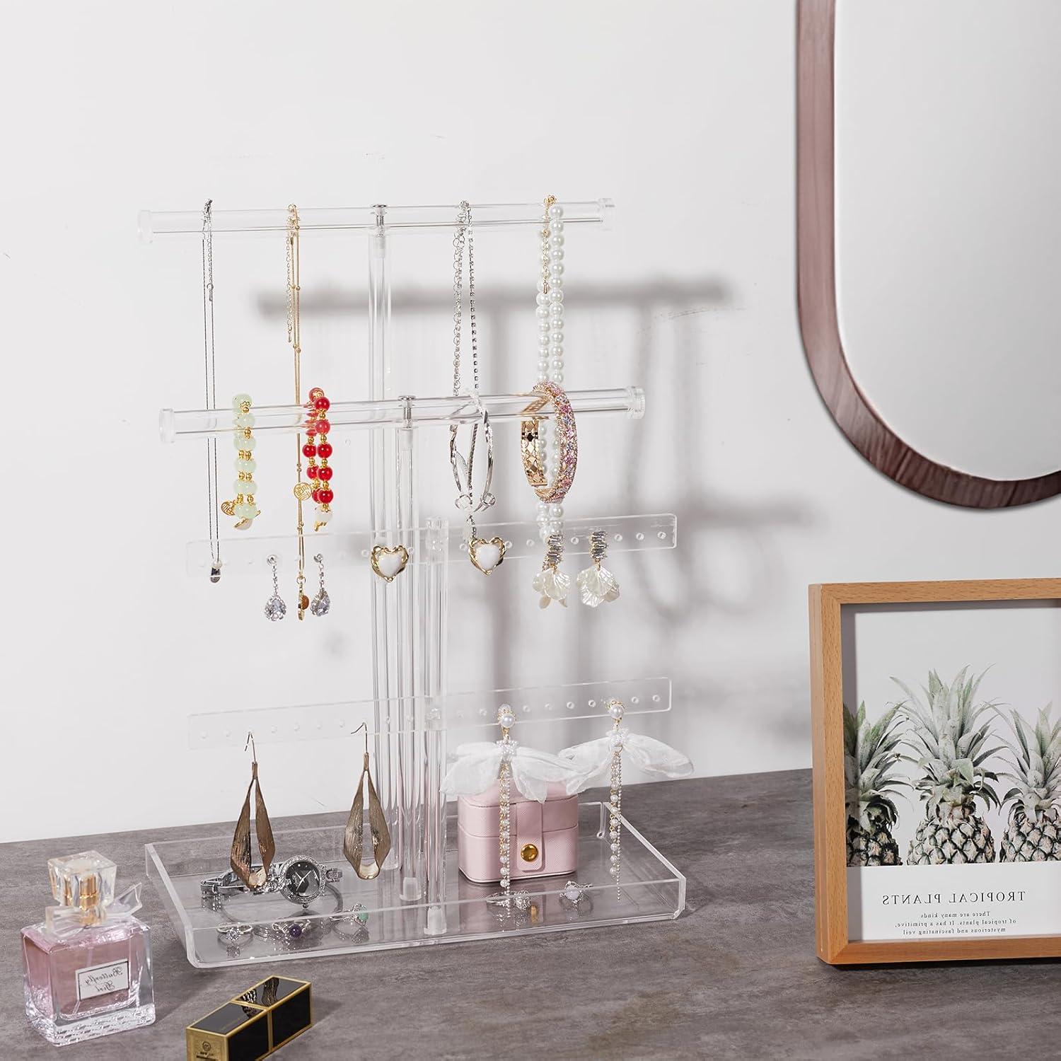 Soporte de Joyería Acrílico Transparente 4 Niveles Jolboldy